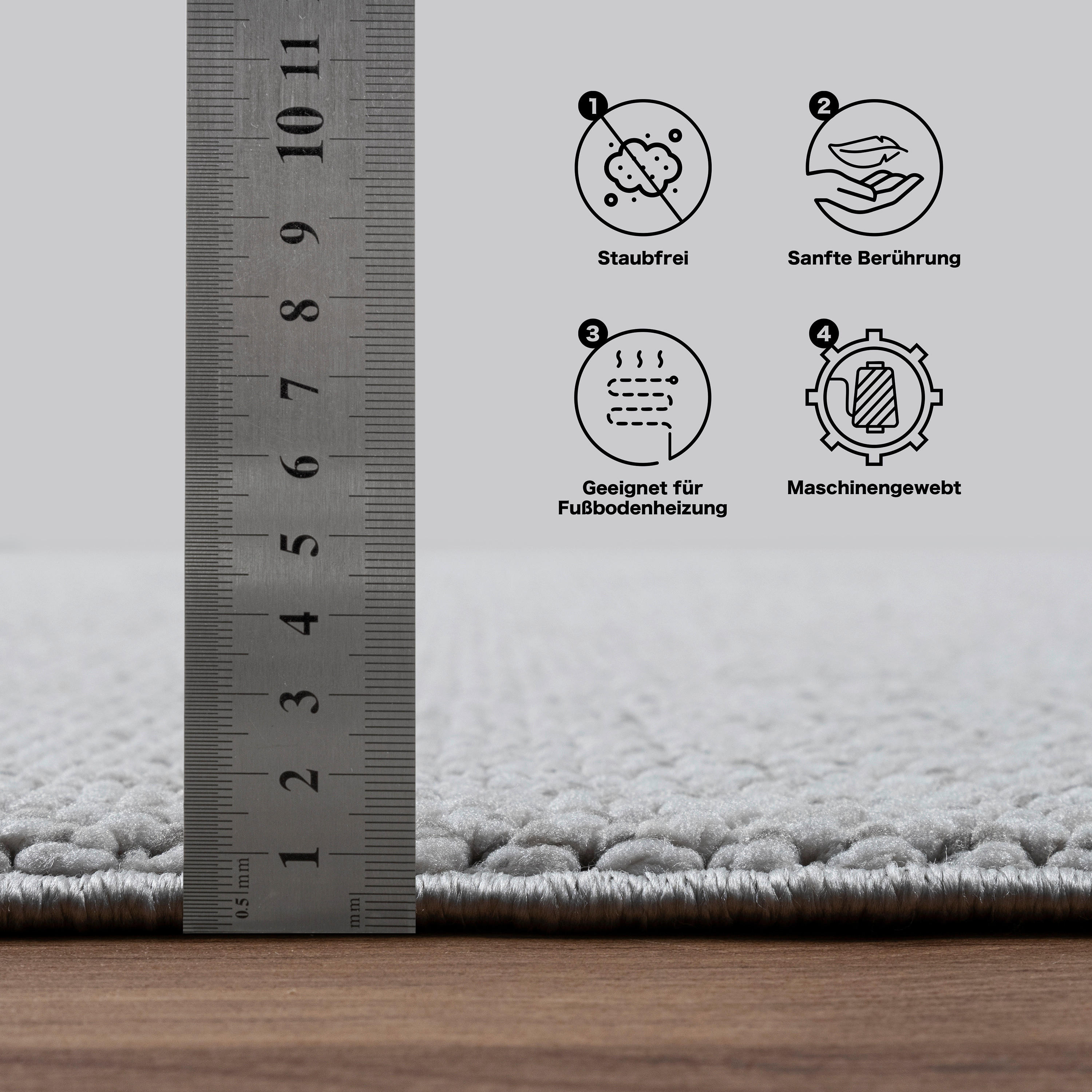 Sanat Teppich LORA PLUS hellgrau B/L: ca. 140x200 cm LORA PLUS - hellgrau (140,00/200,00cm) - Sanat