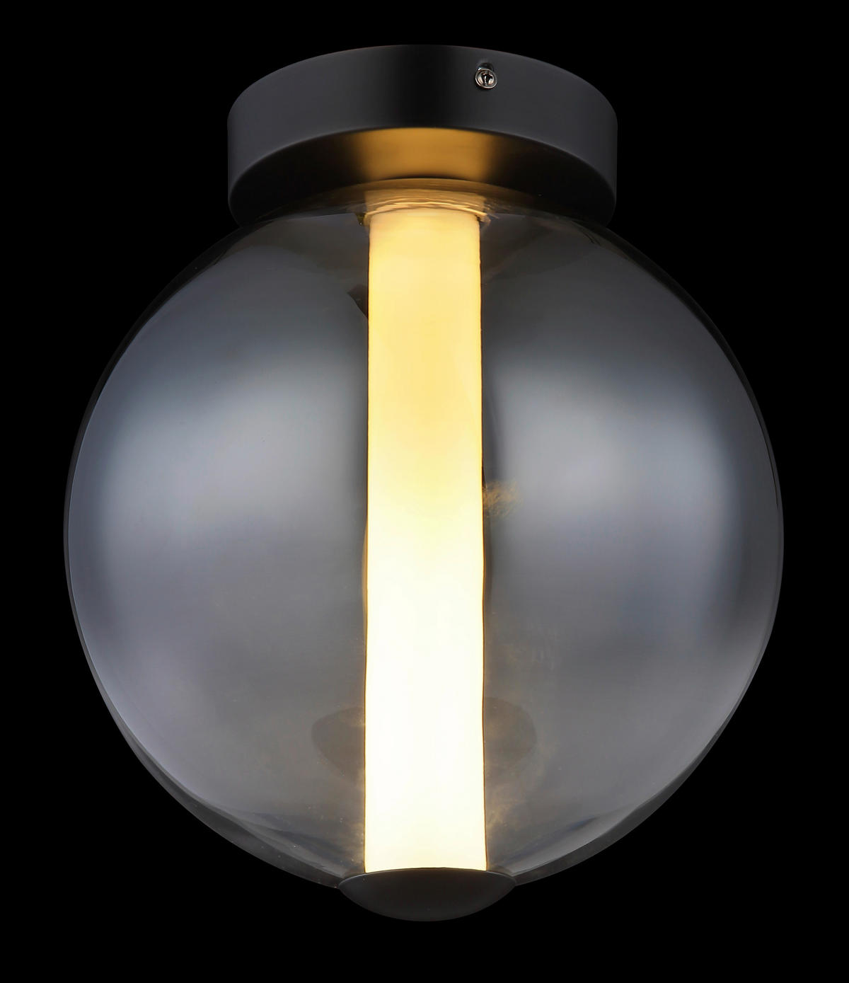 GLOBO Deckenleuchte mattschwarz Rauch Metall Glas H/D: ca. 28,5x25 cm 1 Brennstellen Lacy - mattschwarz/Rauch (25,00/28,50cm) - GLOBO