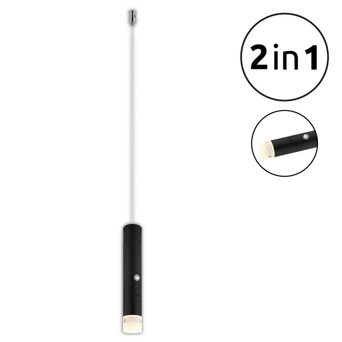 GLOBO LED-Hängeleuchte klar mattschwarz Metall Acryl H/D: ca. 120x3,8 cm 1.0 Brennstellen PELO - klar/mattschwarz (3,80/120,00cm) - GLOBO