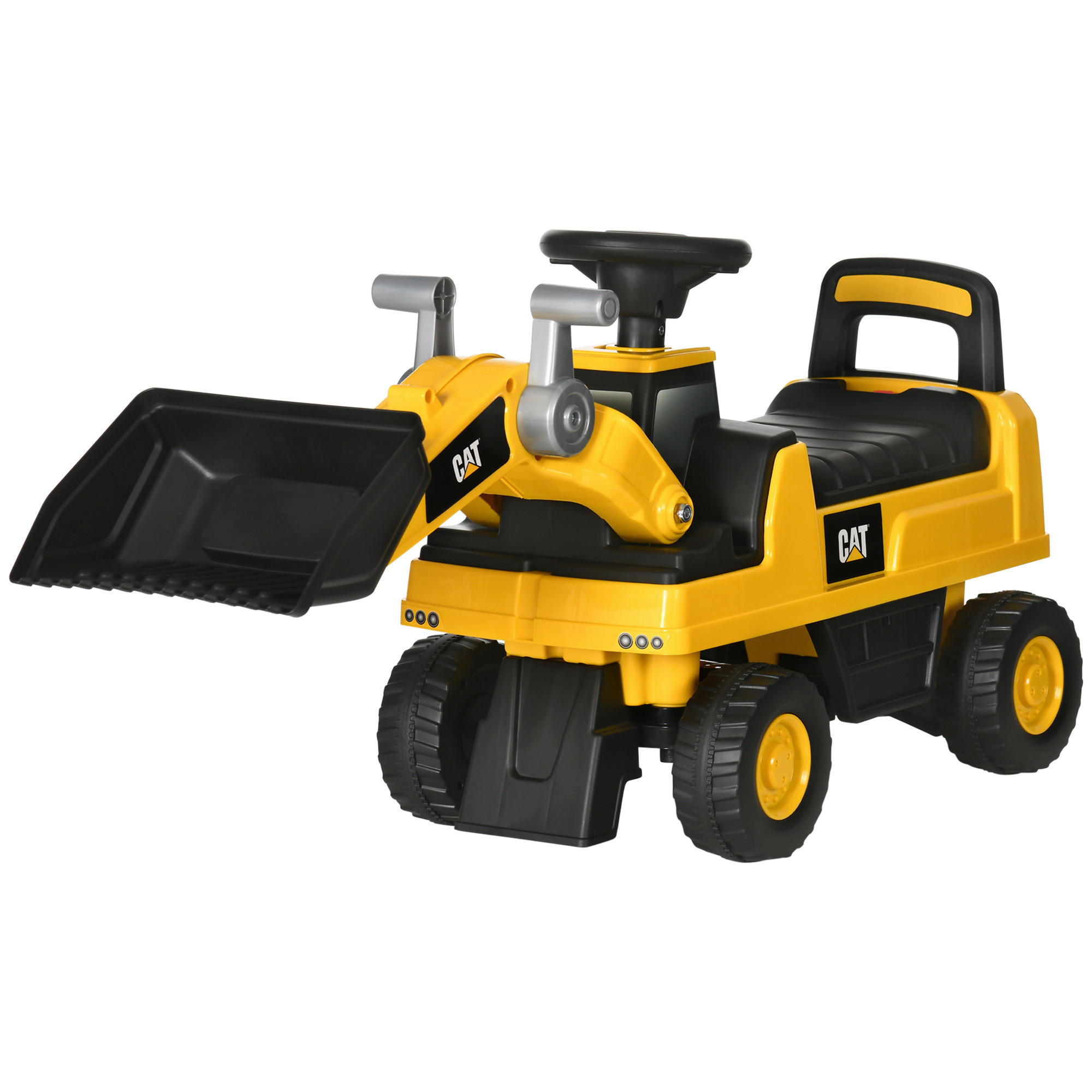 HOMCOM Kinder-Fahrzeug gelb B/H/L: ca. 29,5x78x54 cm Sitzbagger - gelb (54,00/29,50/78,00cm) - HOMCOM