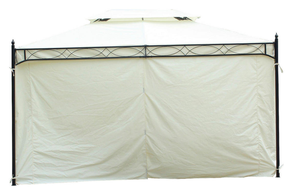 Outsunny Pavillon creme Metall B/H/L: ca. 300x280x400 cm Luxus_Pavillon_mit_Doppeldach - creme/schwarz (400,00/300,00/280,00cm) - Outsunny