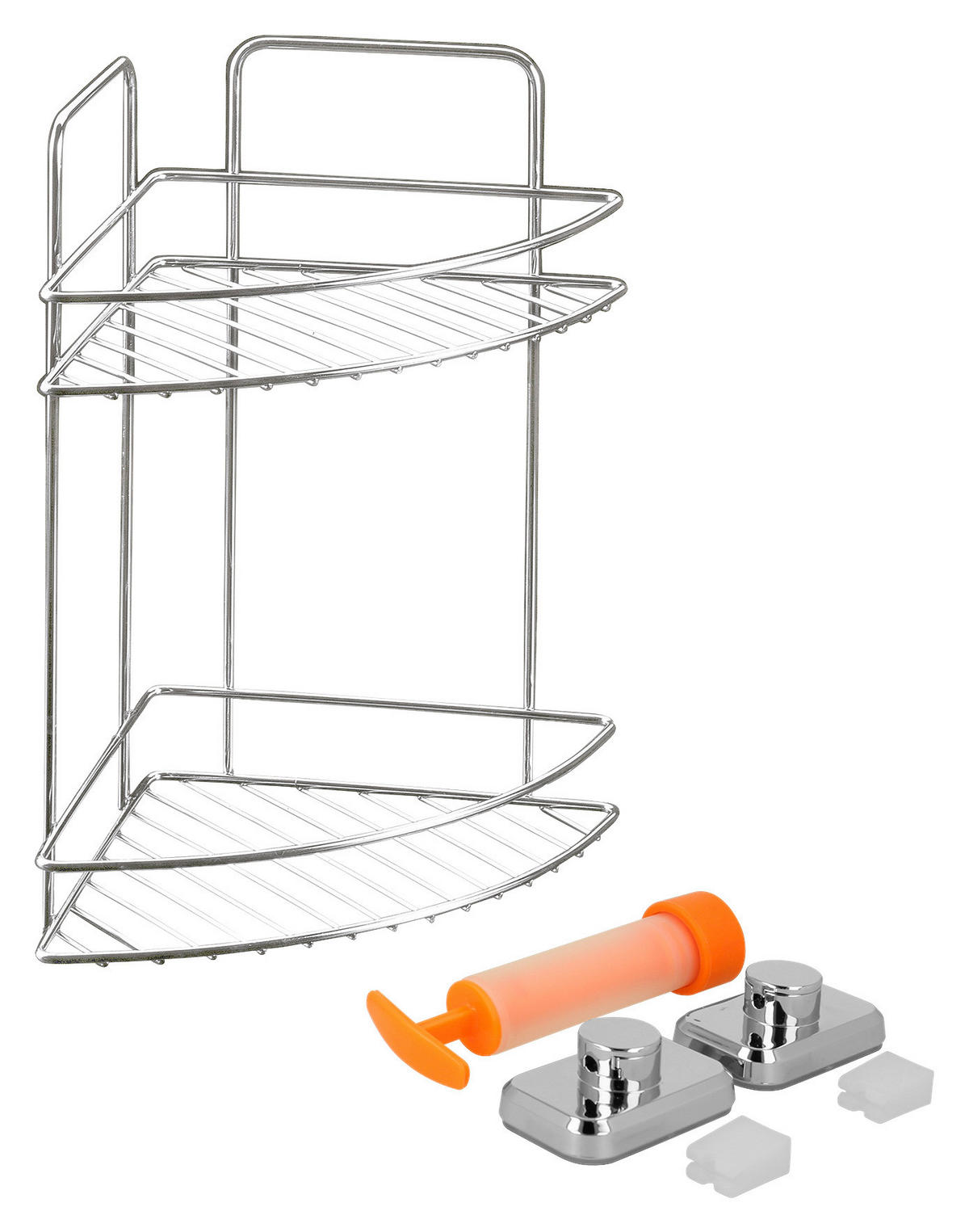 Badregal Chrom Metall Eckregal_Vacuum-Fix 2Etg. - Chrom - Metaltex