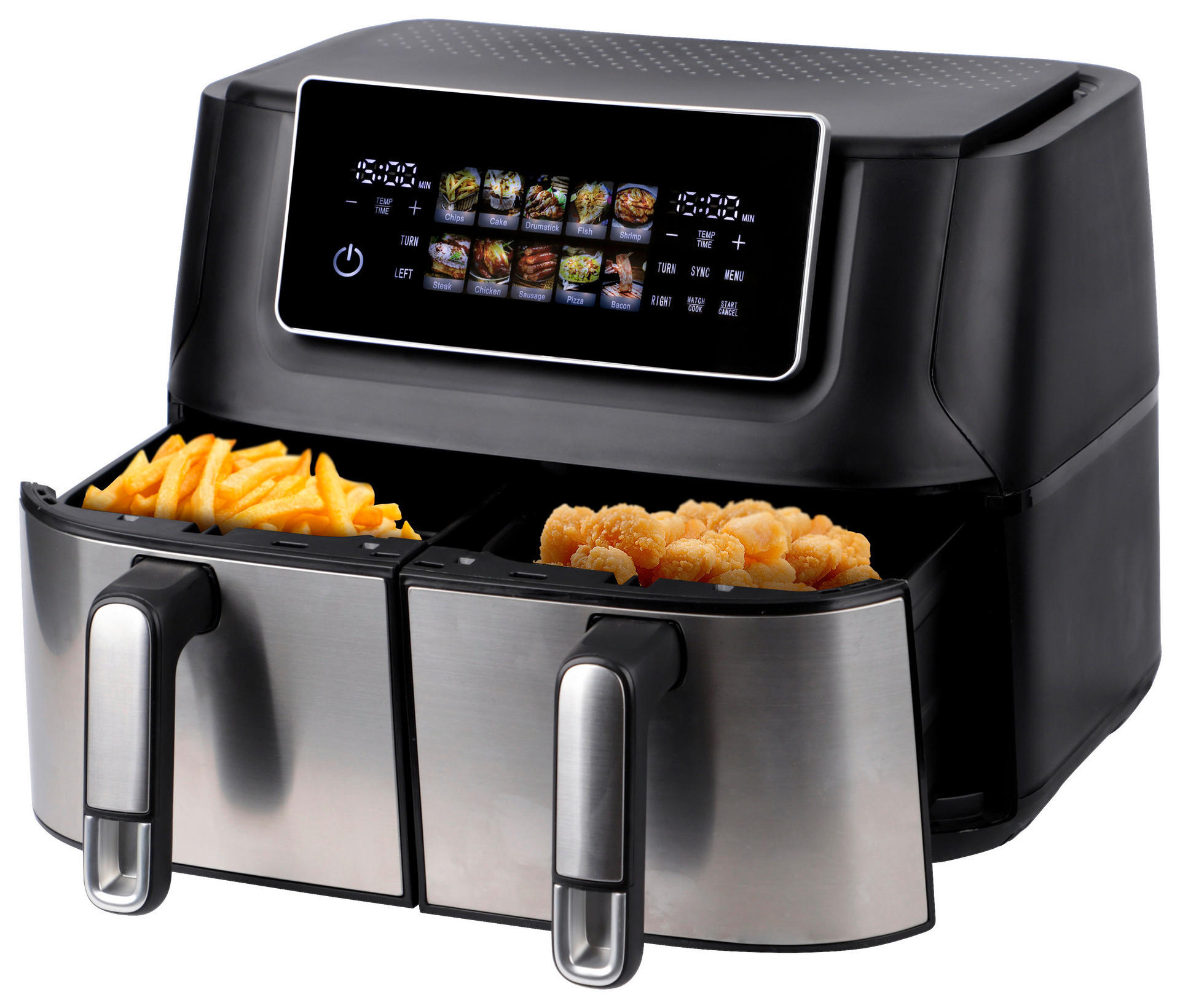 Emerio Heißluftfritteuse AF-132787.1 Doppel-Heißluftfritteuse_St.Barth - schwarz (42,80/38,90/33,00cm) - Emerio