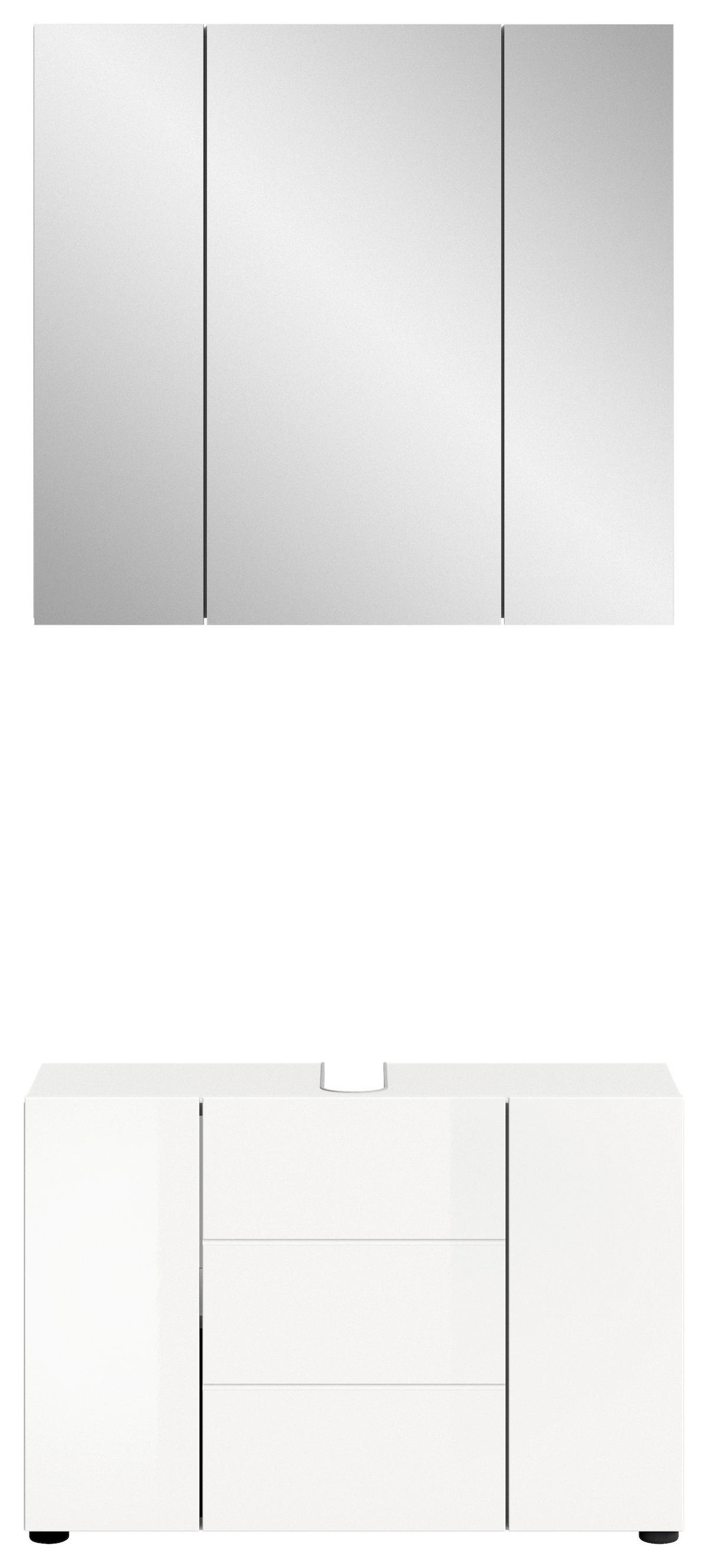 Badezimmer-Set VIRA weiß weiß Hochglanz B/H/T: ca. 82x190x34 cm VIRA - weiß (82,00/190,00/34,00cm) - xonox.home