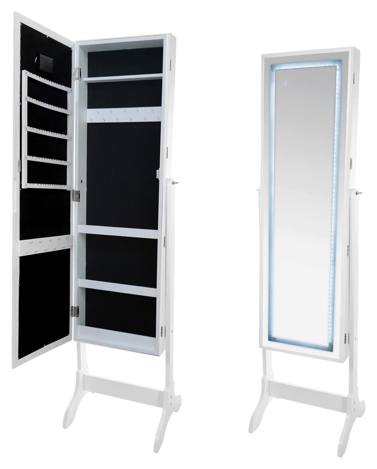 POCOline LED-Schmuckschrank weiß Holz B/H/L: ca. 37x135x35 cm LED-Schmuckschrank - weiß (35,00/37,00/135,00cm) - POCOline