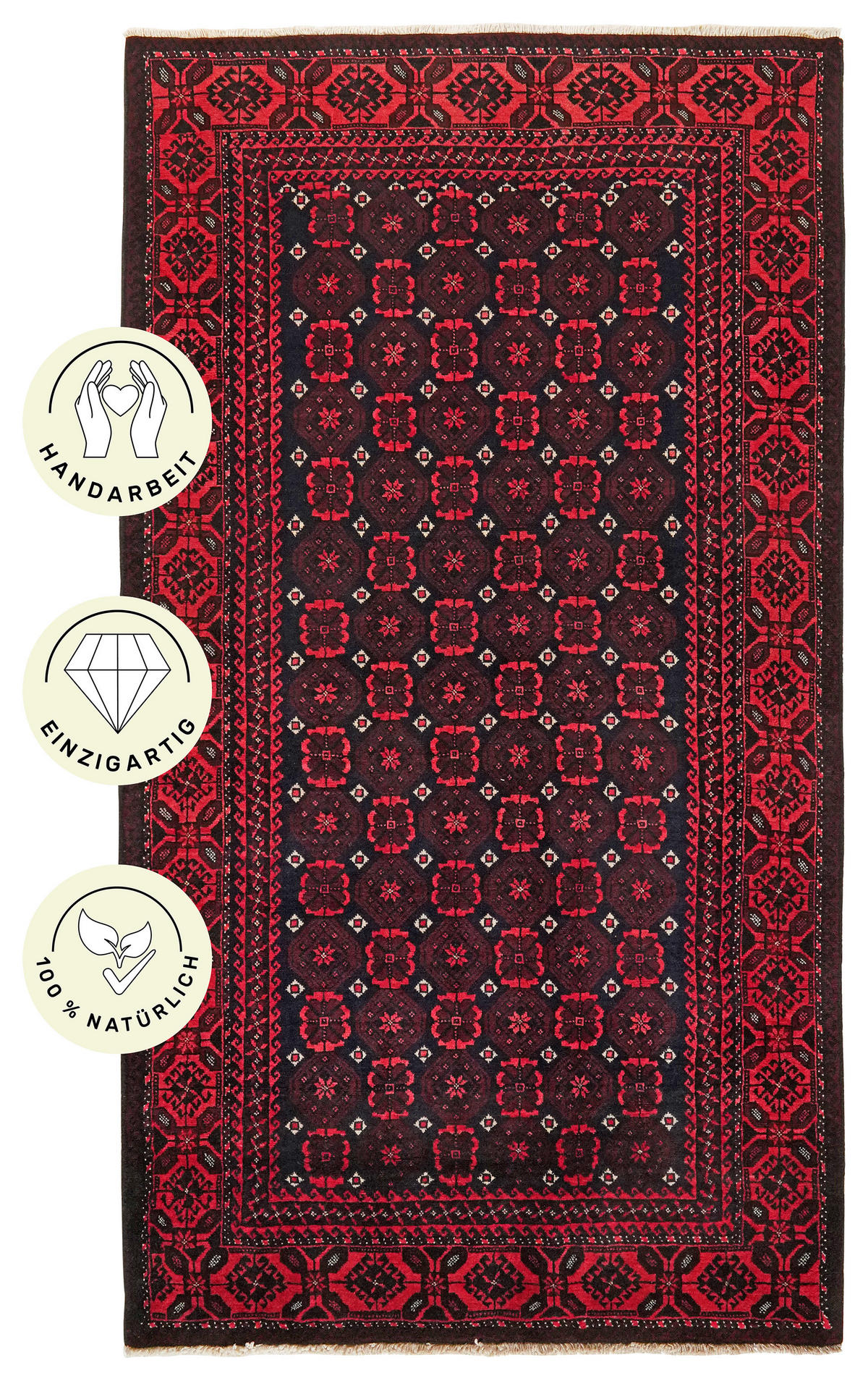 PersaTepp Teppich Belutch blau B/L: ca. 122x224 cm Belutch - blau/rot (122,00/224,00cm) - PersaTepp