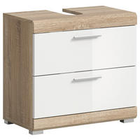Waschbeckenunterschrank Lambada Eiche Sonoma Nachbildung weiß Hochglanz B/H/T: ca. 60x56x37 cm Lambada - Eiche/weiß (60,00/56,00/37,00cm) - xonox.home
