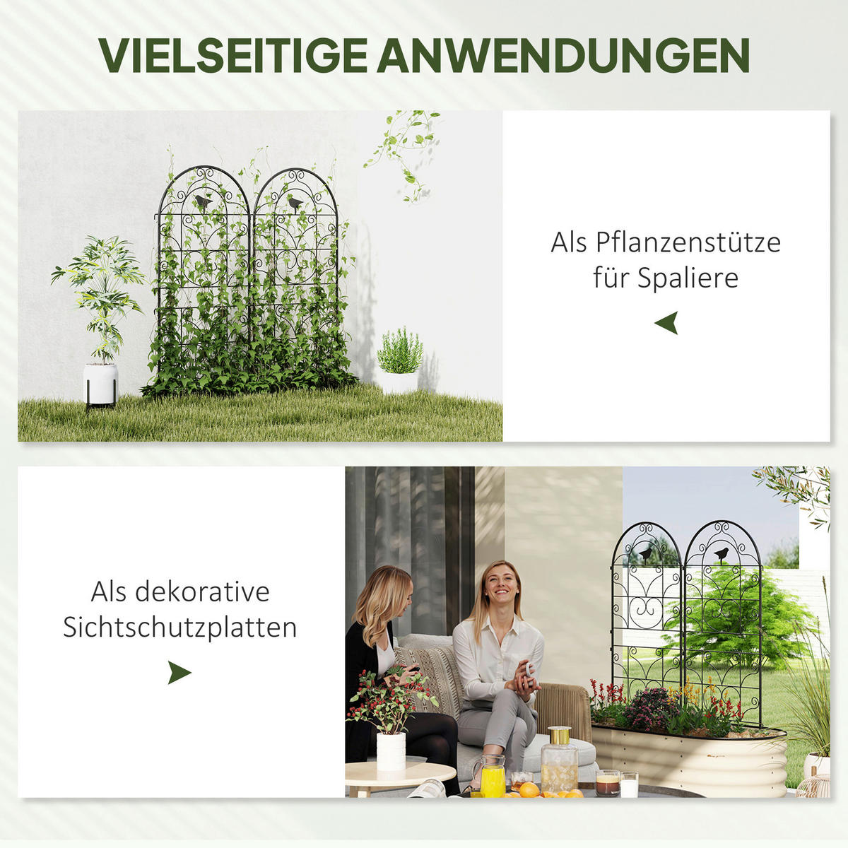 Outsunny Rankgitter schwarz B/H/L: ca. 1,3x120x50 cm Rankgitter - schwarz (50,00/1,30/120,00cm) - Outsunny