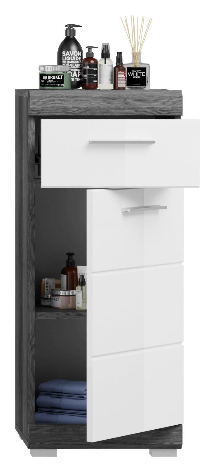Thumbnail - Badezimmer-Set Scout Rauchsilber Nachbildung weiß Hochglanz B/H/T: ca. 112x191x34 cm