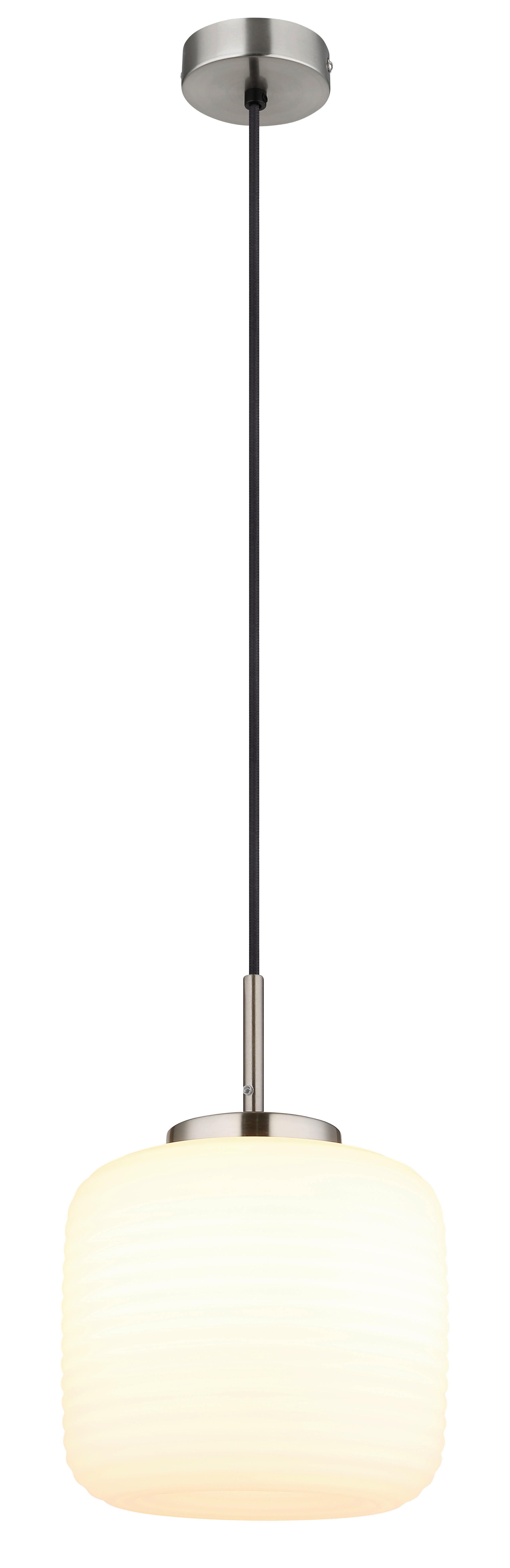 GLOBO Pendelleuchte nickel matt schwarz Opal Metall Glas H/D: ca. 130x24 cm 1.0 Brennstellen Kaldora - nickel matt/schwarz (24,00/130,00cm) - GLOBO