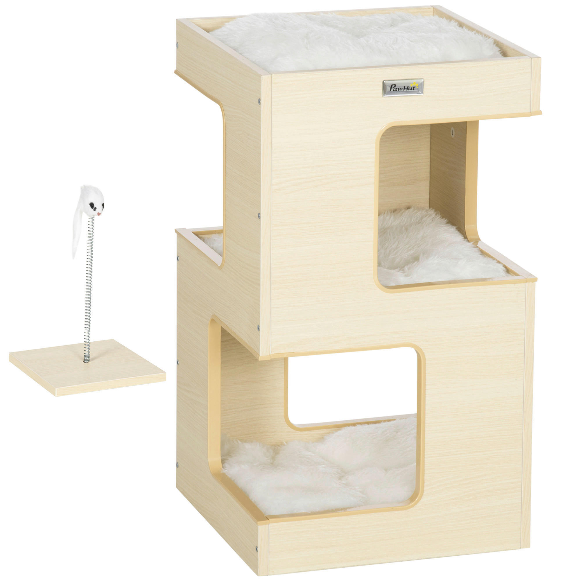 PawHut Katzenhaus Eiche Spanplatte B/H/L: ca. 34x60x34 cm Katzenhaus - Eiche (34,00/34,00/60,00cm) - PawHut