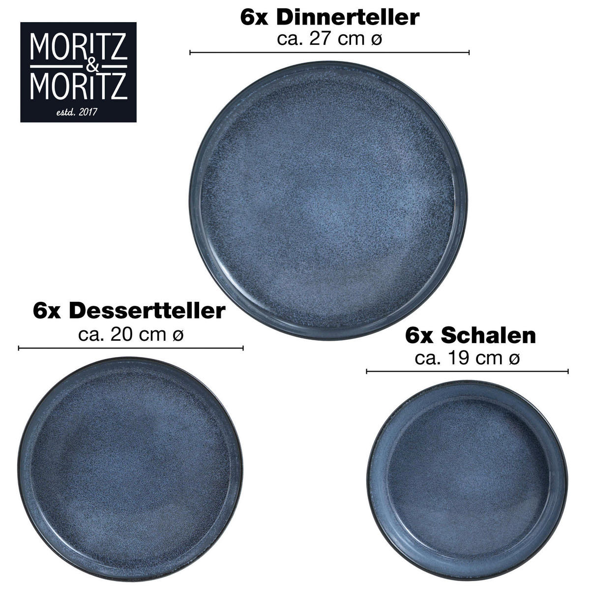 Moritz & Moritz Tafelservice Digital blau Porzellan 18 tlg. Digital - blau - Moritz & Moritz