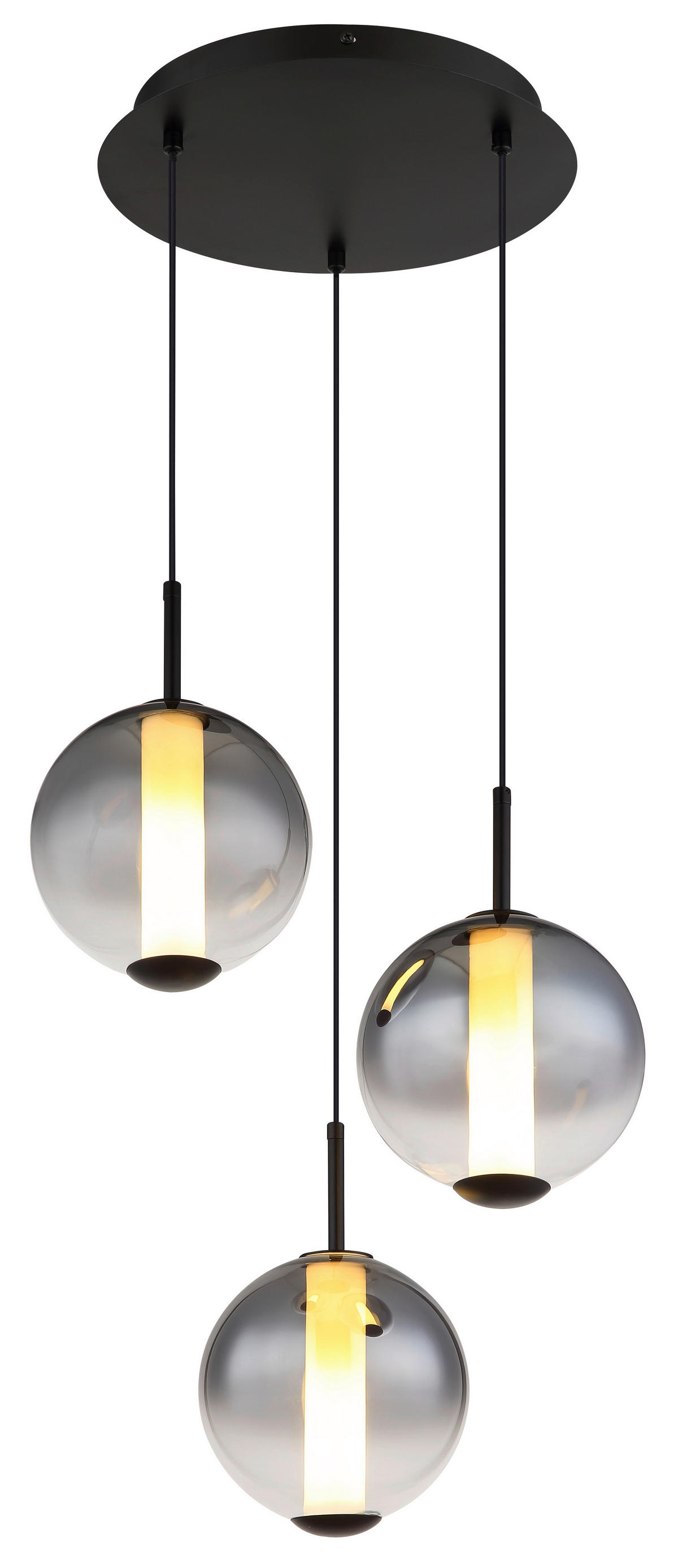 GLOBO Pendelleuchte mattschwarz Rauch Opal Glas Metall H/D: ca. 120x38 cm 1.0 Brennstellen Lacy - Opal/mattschwarz (38,00/120,00cm) - GLOBO