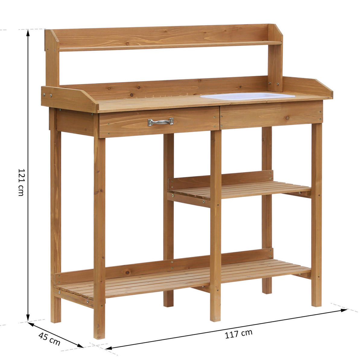 Outsunny Gärtnertisch natur B/H/L: ca. 45x112x112 cm ca. 30 kg Gärtnertisch 845-170 - natur (112,00/45,00/112,00cm) - Outsunny