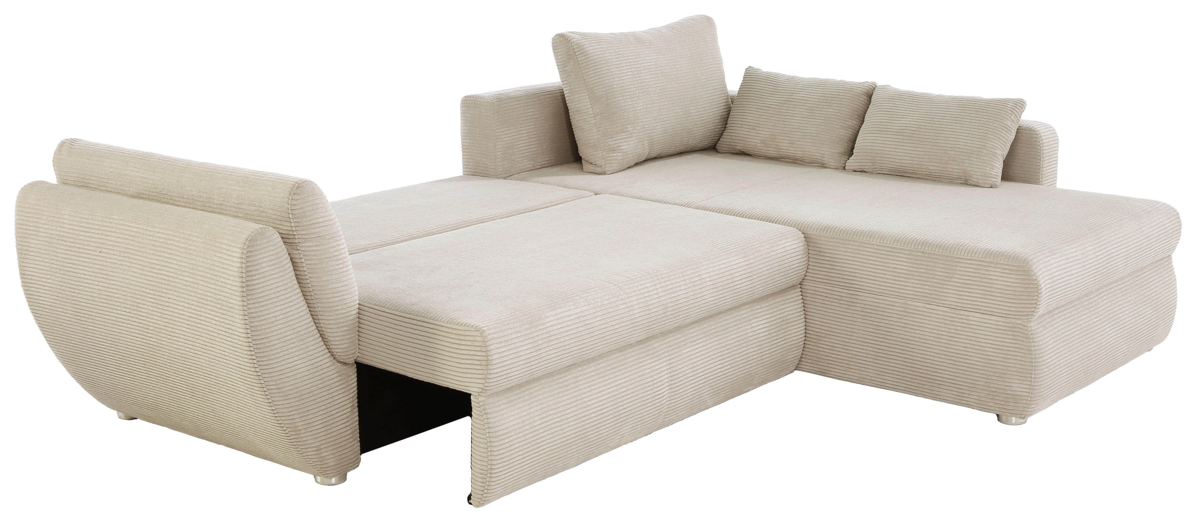 Ecksofa Greige Microfaser B/H/T: ca. 272x88x200 cm Taifun_Ecksofa - Greige/Chrom (272,00/88,00/200,00cm)