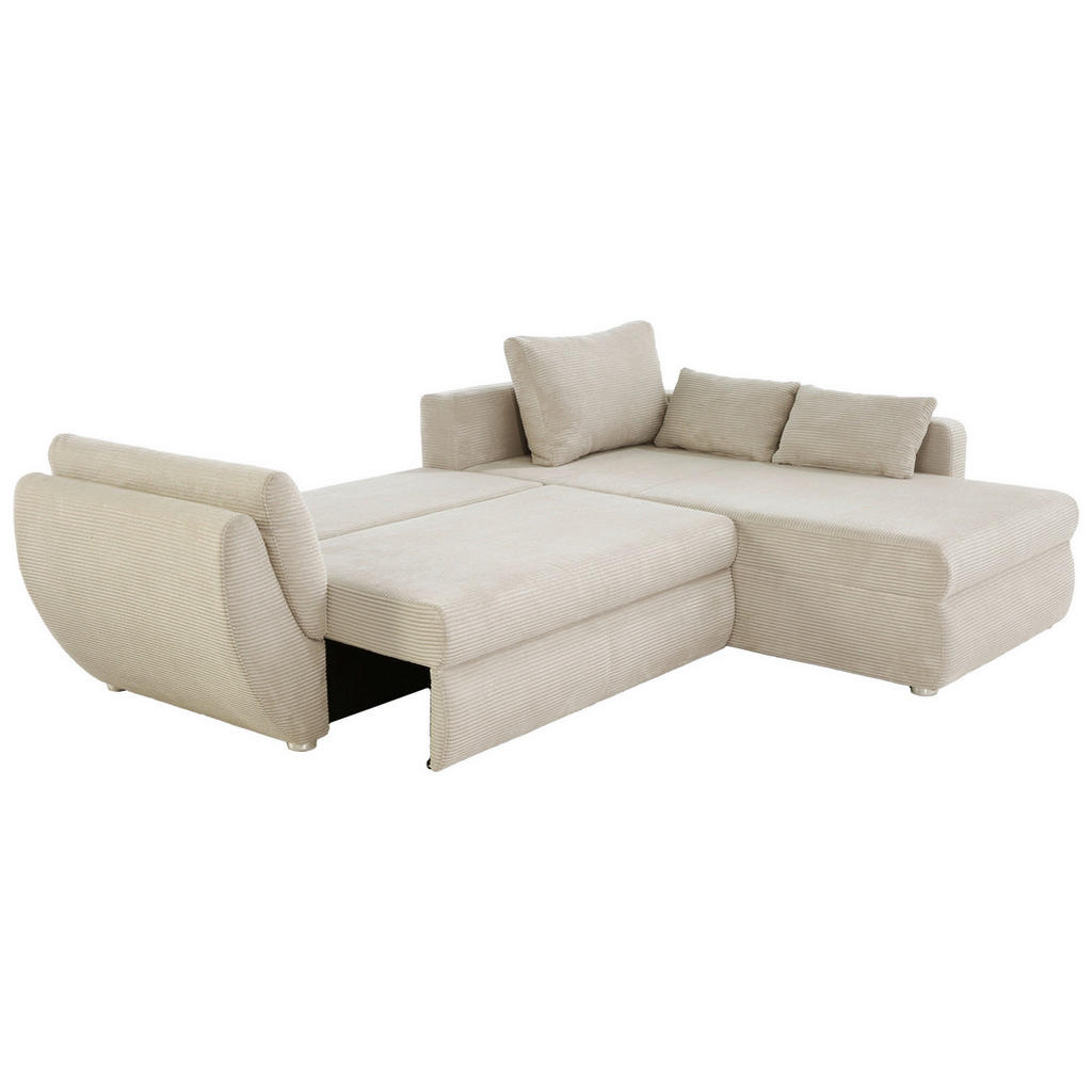 Thumbnail - Ecksofa mit Bettfunktion und Bettkasten Greige Microfaser B/H/T: ca. 272x88x200 cm
