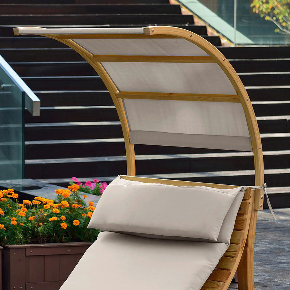 AXI Gartenliege Salina braun Holz B/H/L: ca. 75x150x186 cm Salina - braun/creme (186,00/75,00/150,00cm) - AXI