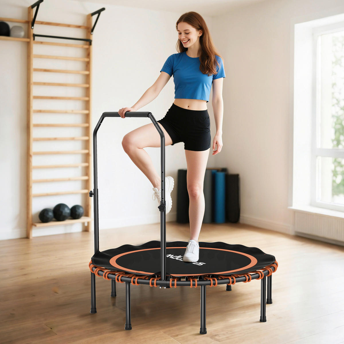 SPORTNOW Fitness Trampolin schwarz B/H/L: ca. 122x129x122 cm Fitness_Trampolin - orange/schwarz (122,00/122,00/129,00cm) - SPORTNOW
