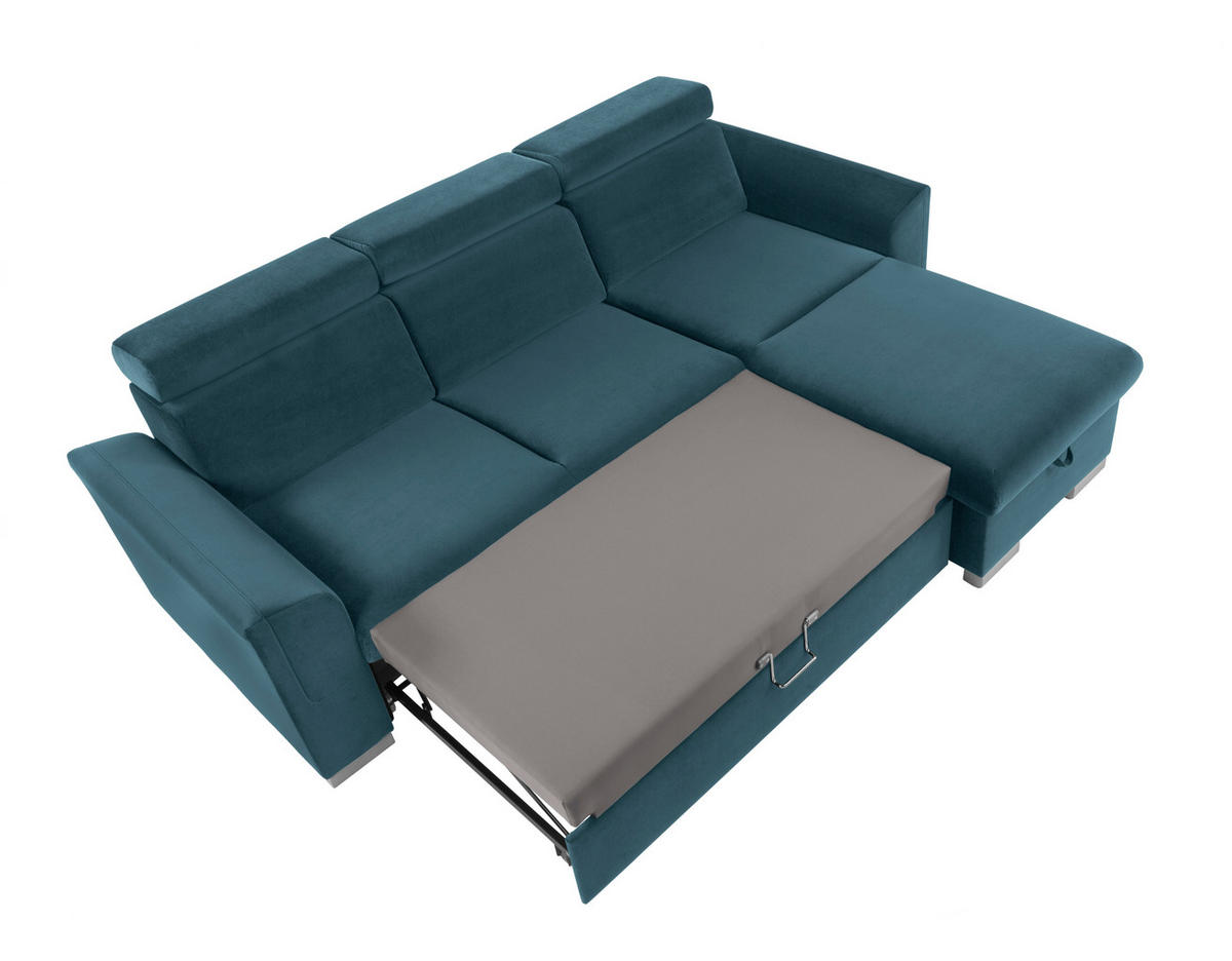 Funktionsecke Evia petrol Microfaser B/H/T: ca. 243x85x186 cm Evia - petrol/silber (243,00/85,00/186,00cm)