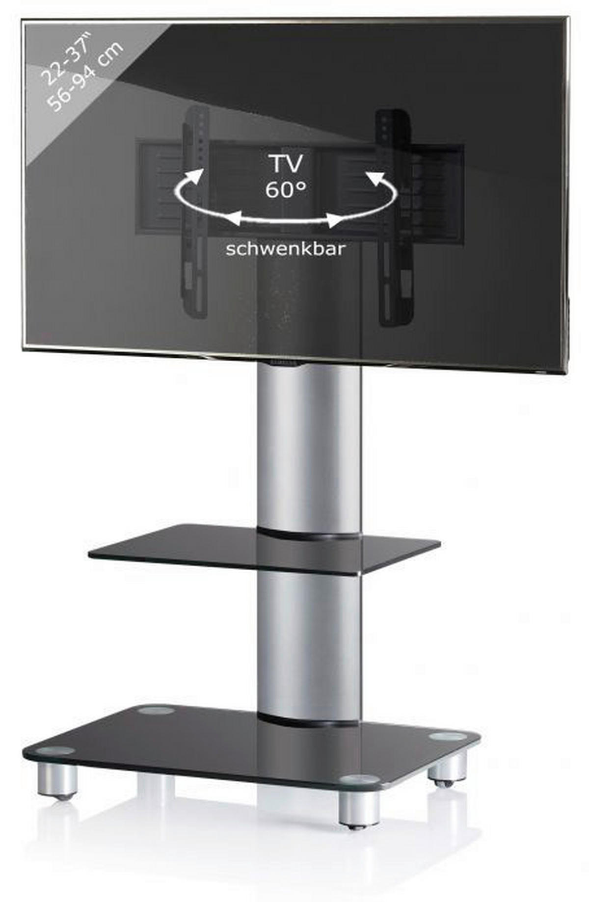 VCM TV-Standfuß TV-Standfuß schwarz TV-Standfuß "Bilano silber" - schwarz (60,00/100,00/44,00cm) - VCM