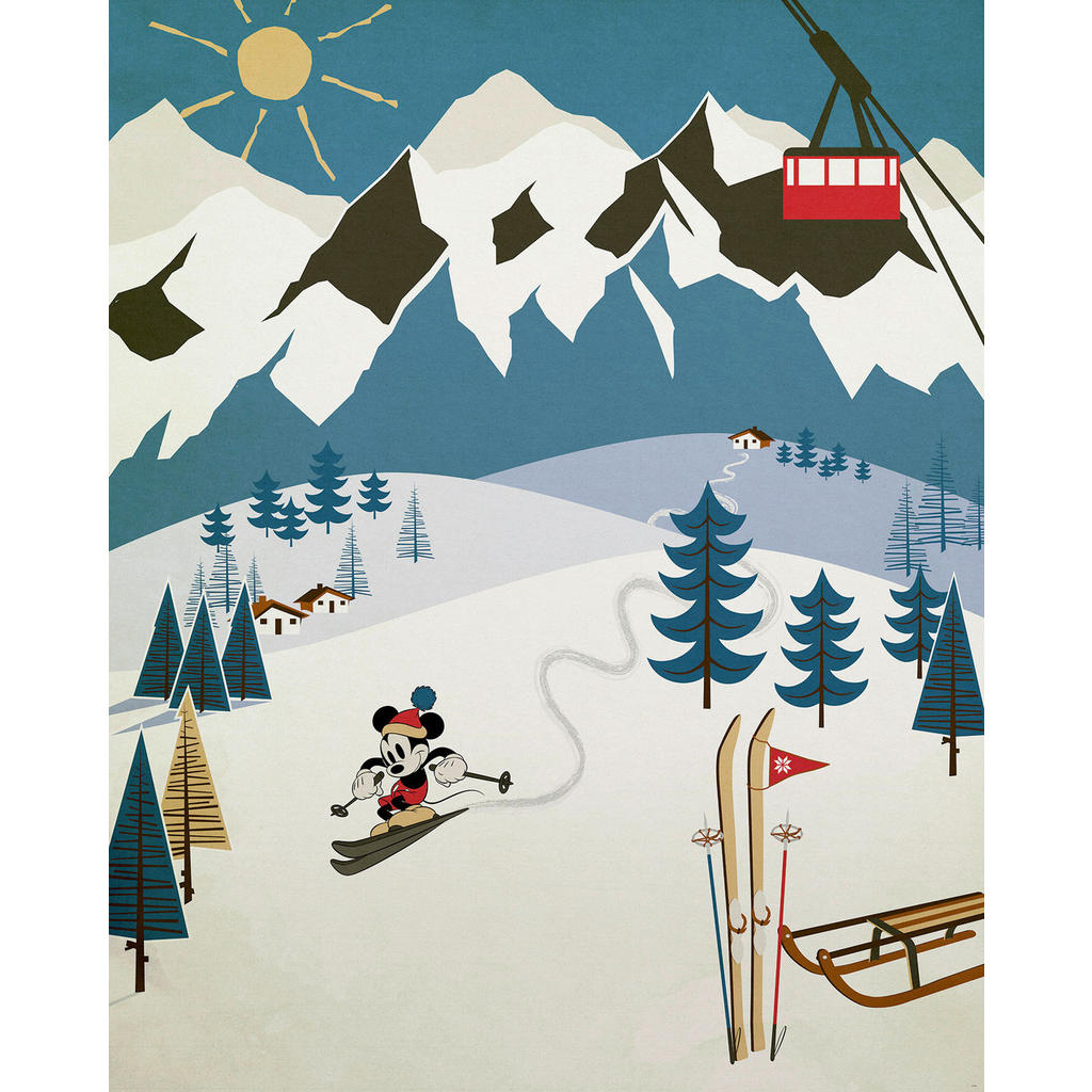 Komar Fototapete Mickey Alpine, glatt, bedruckt, Comic, Retro, mehrfarbig, BxH: 200x250 cm, glatt, bedruckt