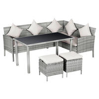 Outsunny Gartensitzgruppe grau Polyrattan B/H/L: ca. 142x75x125 cm Gartensitzgruppe - creme/grau (125,00/142,00/75,00cm) - Outsunny