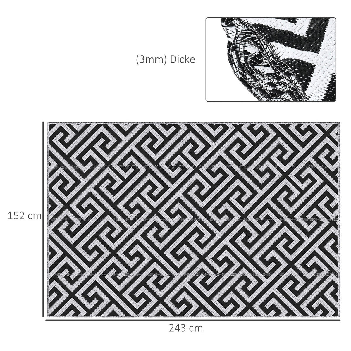 Outsunny Outdoor-Teppich weiß B/H/L: ca. 243x0,3x152 cm Outdoor-Teppich - weiß/schwarz (152,00/243,00/0,30cm) - Outsunny