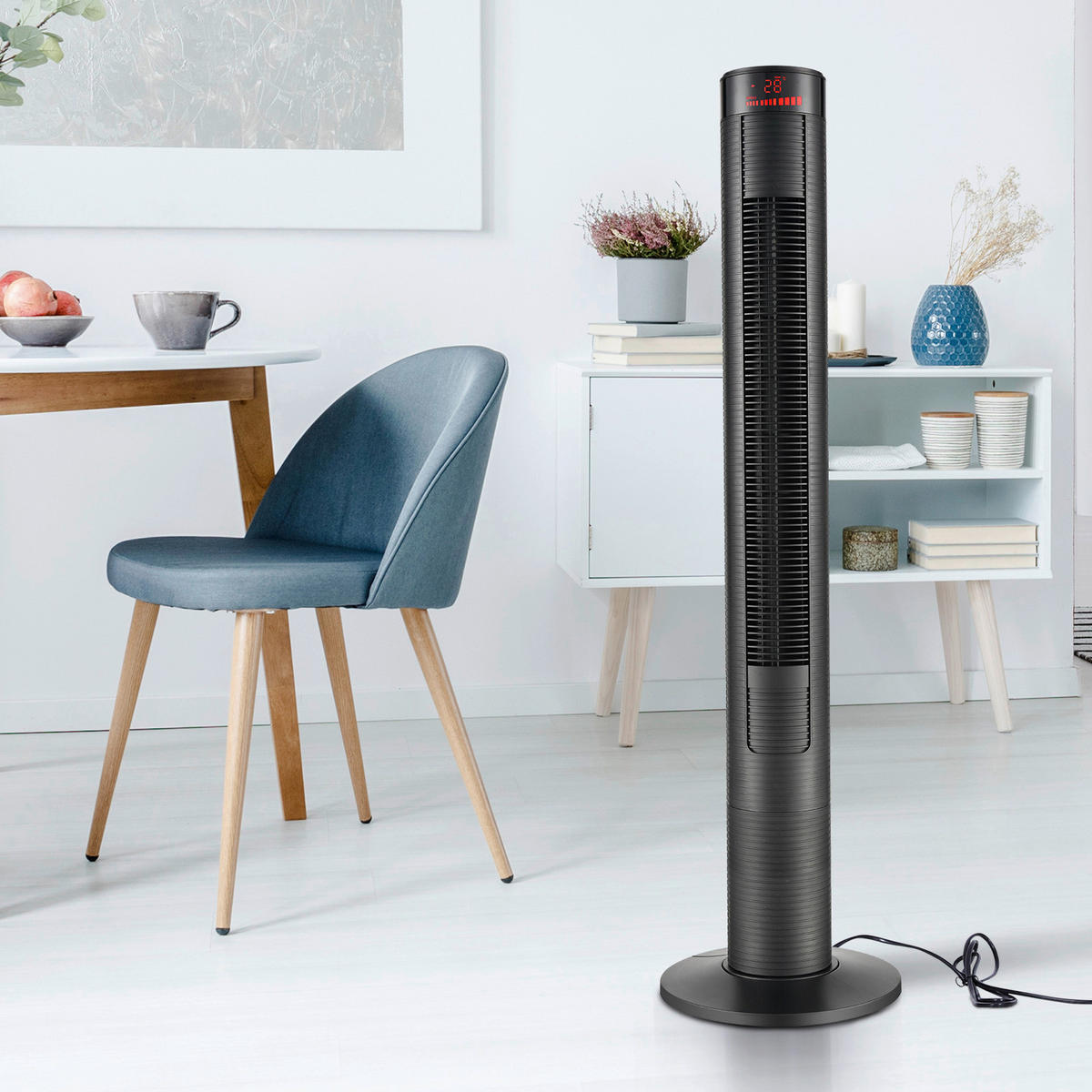 HOMCOM Turmventilator mit Fernbedienung schwarz Kunststoff H/D: ca. 117x32 cm Turmventilator 824-006V90 - schwarz (32,00/117,00cm) - HOMCOM
