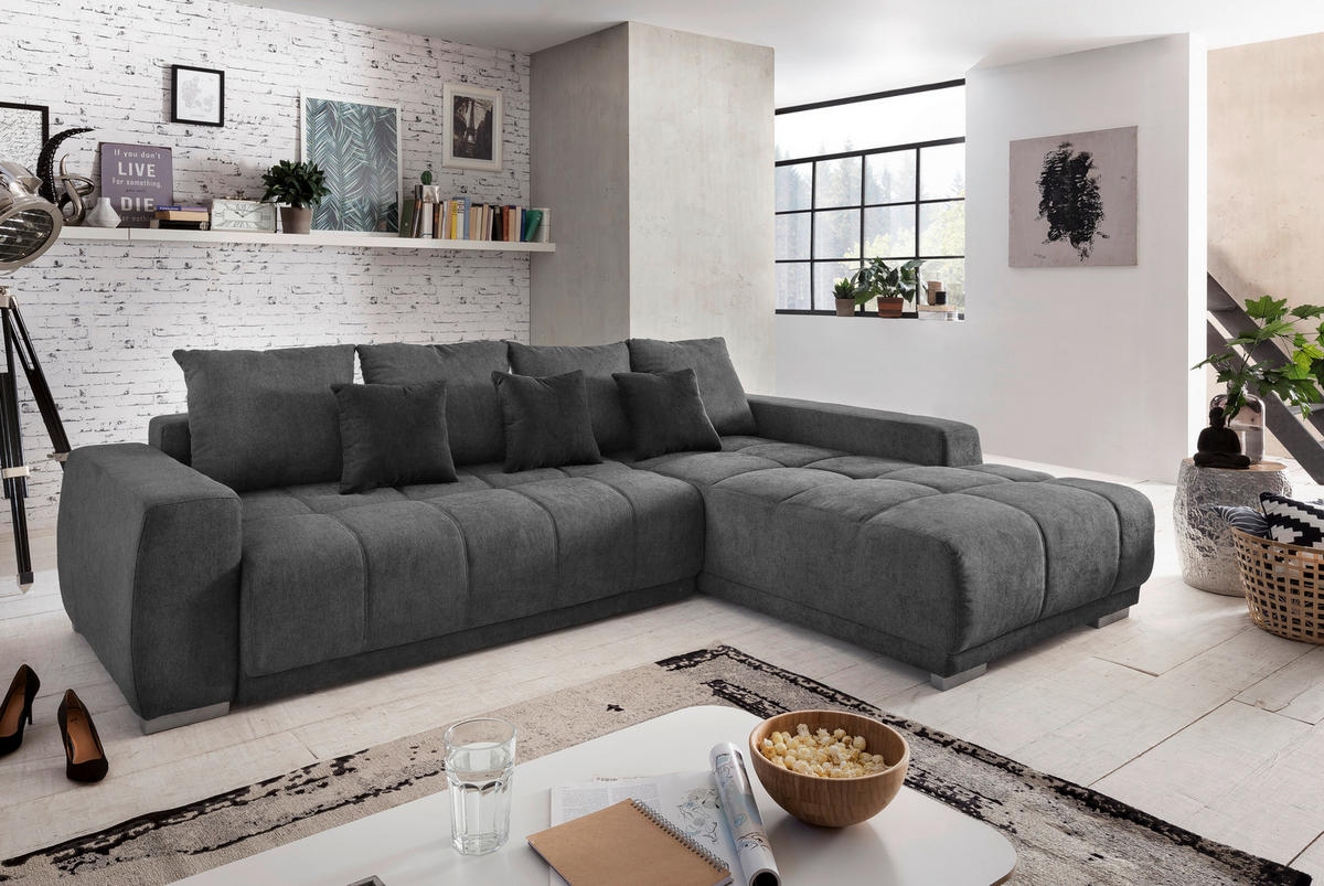 Ecksofa MM311 mud Velourstoff B/H/T: ca. 280x92x204 cm MM311 - mud/silber (280,00/92,00/204,00cm)