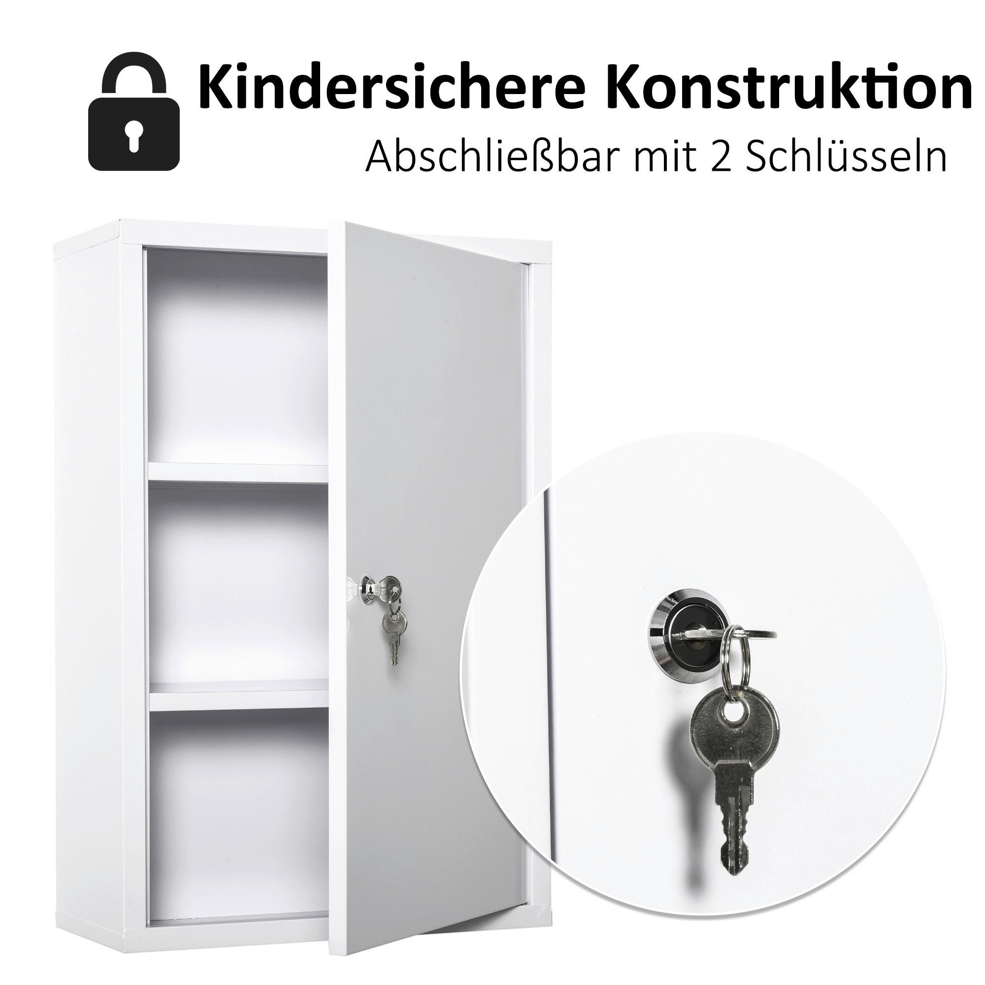 kleankin Medizinschrank weiß Polypropylen B/H/L: ca. 18x40x60 cm Medizinschrank - weiß (60,00/18,00/40,00cm) - kleankin
