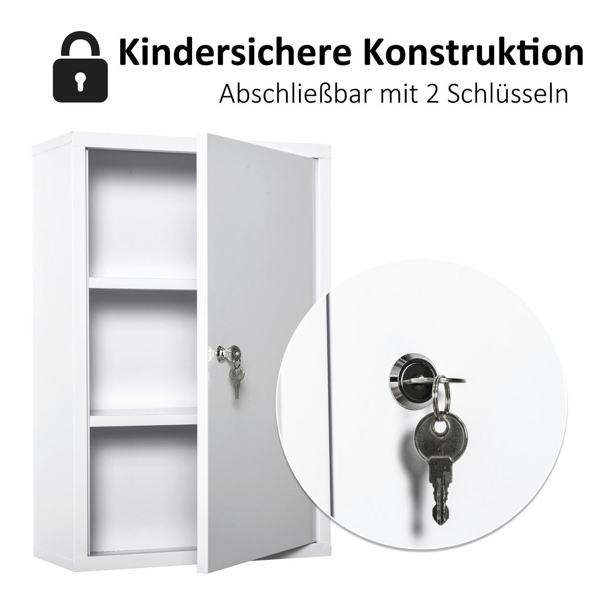 kleankin Medizinschrank weiß Polypropylen B/H/L: ca. 18x40x60 cm Medizinschrank - weiß (60,00/18,00/40,00cm) - kleankin