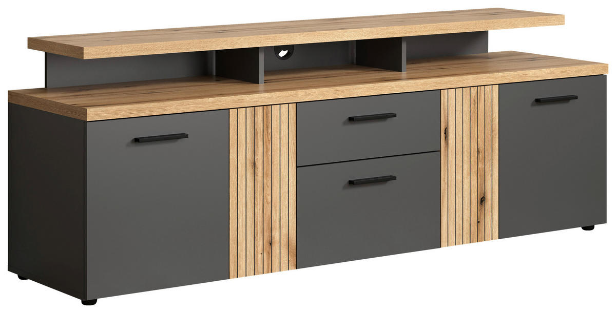 TV-Lowboard Esteban Eiche Evoke Oak Nachbildung anthrazit B/H/T: ca. 180x66x47 cm Esteban - Eiche/anthrazit (180,00/66,00/47,00cm)