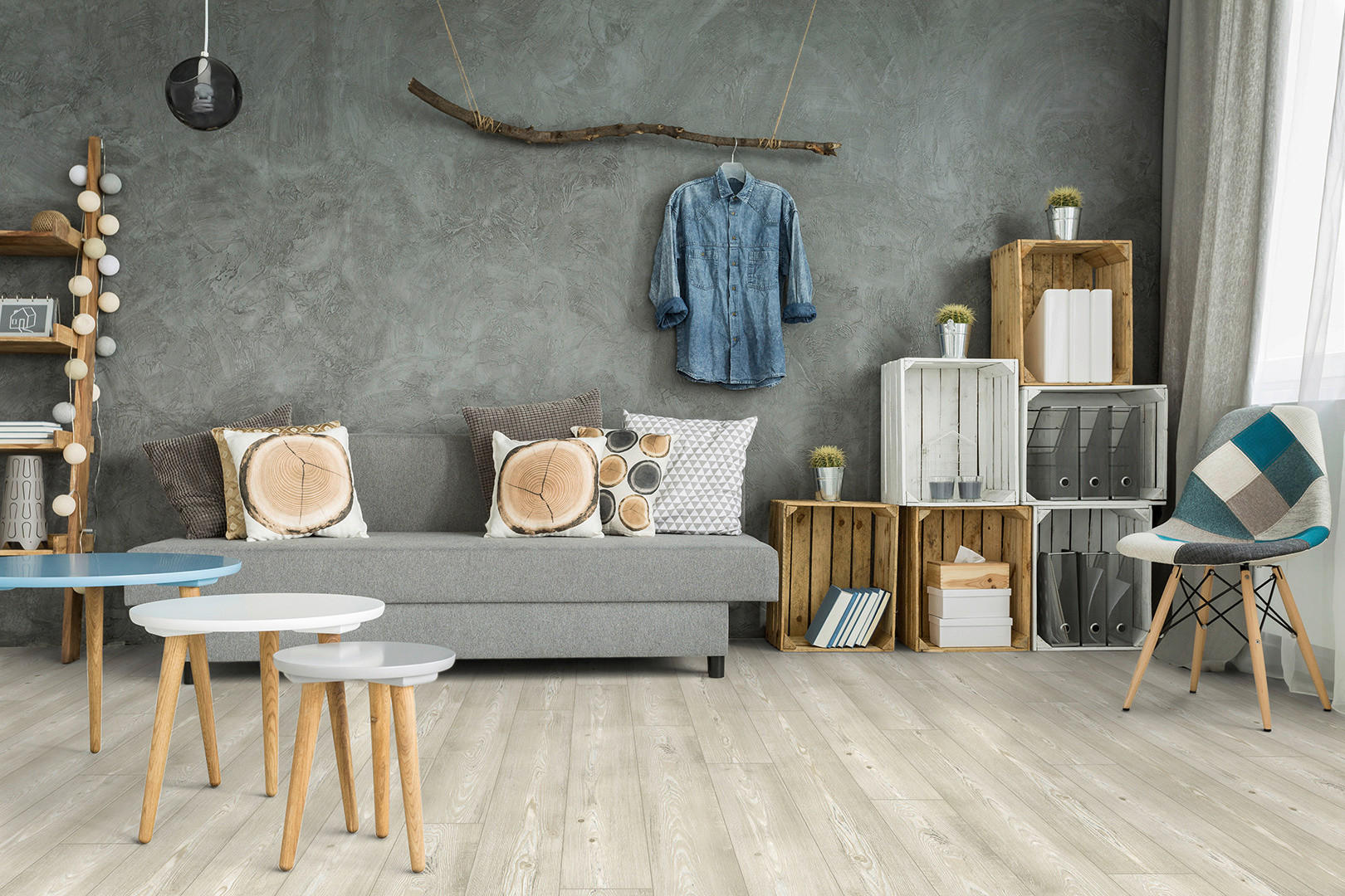 Laminatboden Pine modern ca. 1,974 m² im Paket  B/L: ca. 19,4x128,6 cm pro Paket Pine modern ca. 1,974 m² im Paket - grau (19,40/128,60cm)