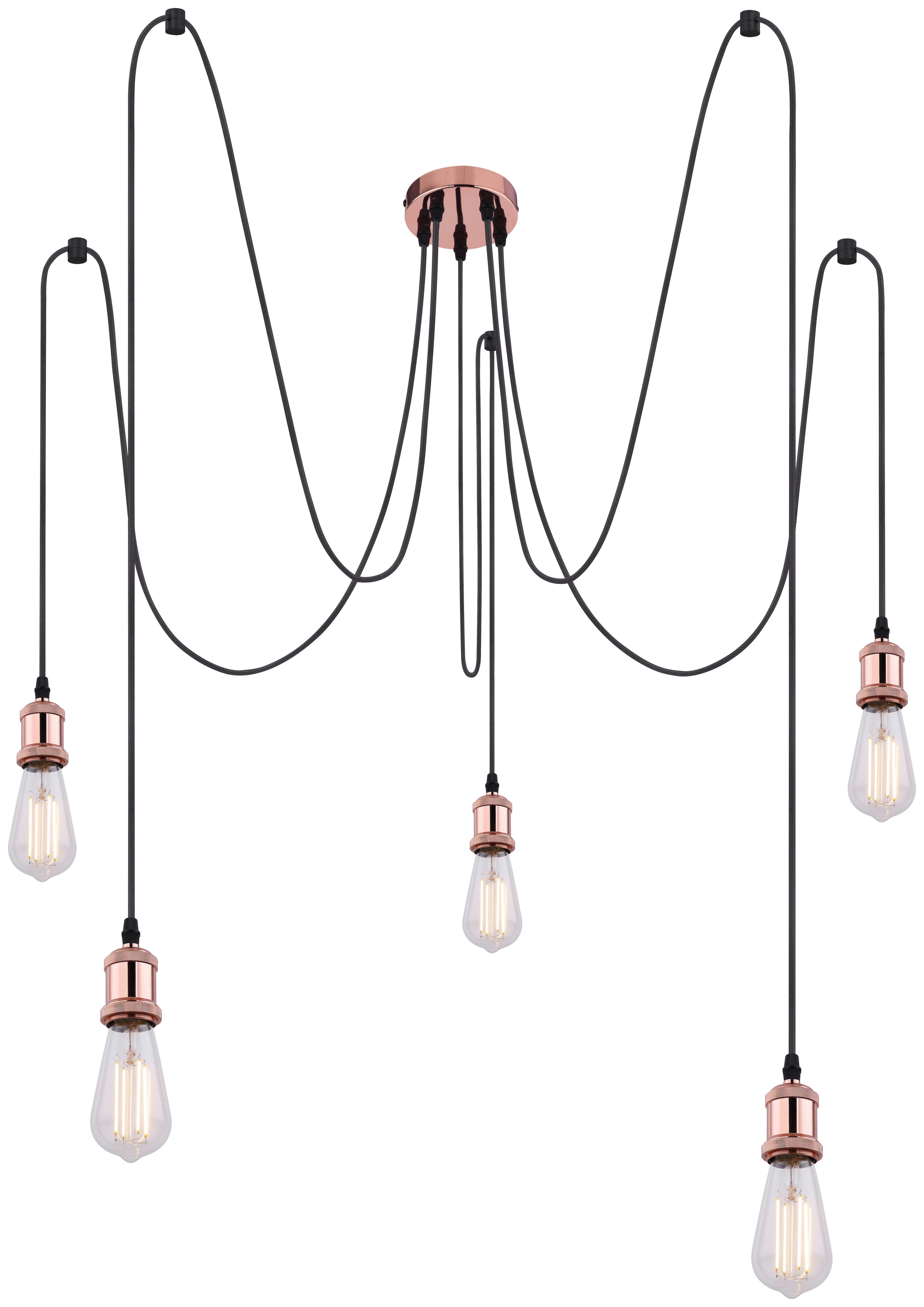 GLOBO Pendelleuchte Oliver A32-5 Kupfer Metall H: ca. 200 cm E27 5 Brennstellen Oliver - Kupfer (200,00cm) - GLOBO