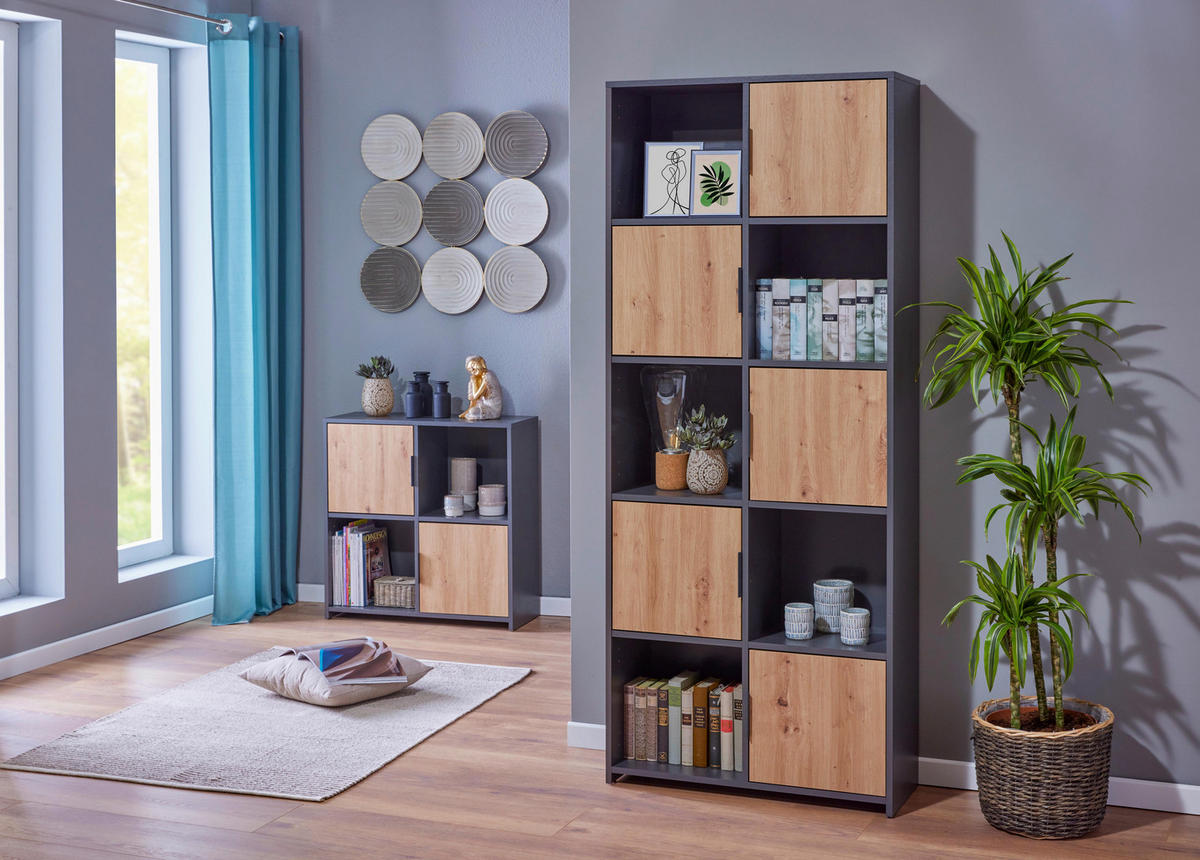 Standregal Pepeto 5T anthrazit beschichtet Optik B/H/L: ca. 30x185x77 cm Pepeto 5T - anthrazit (77,00/30,00/185,00cm) - Inter Link