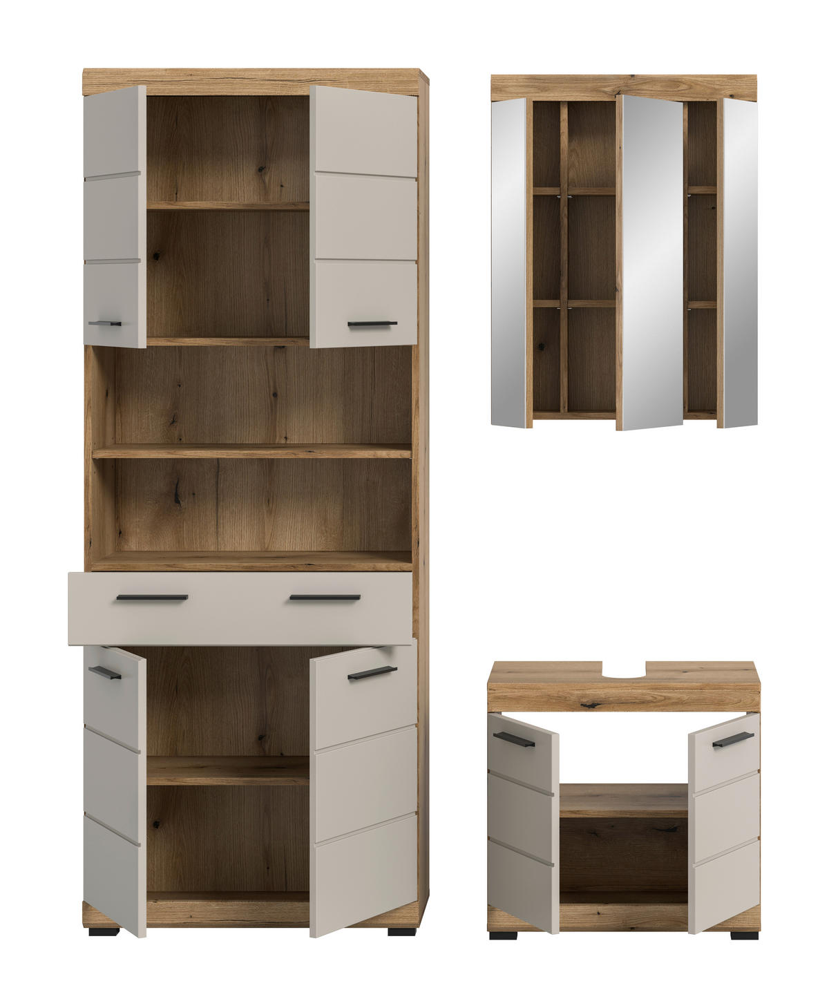 Badezimmer-Set Scout Evoke Oak Nachbildung Kaschmirgrau Nachbildung B/H/T: ca. 149x191x34 cm Scout - Kaschmirgrau (149,00/191,00/34,00cm) - xonox.home