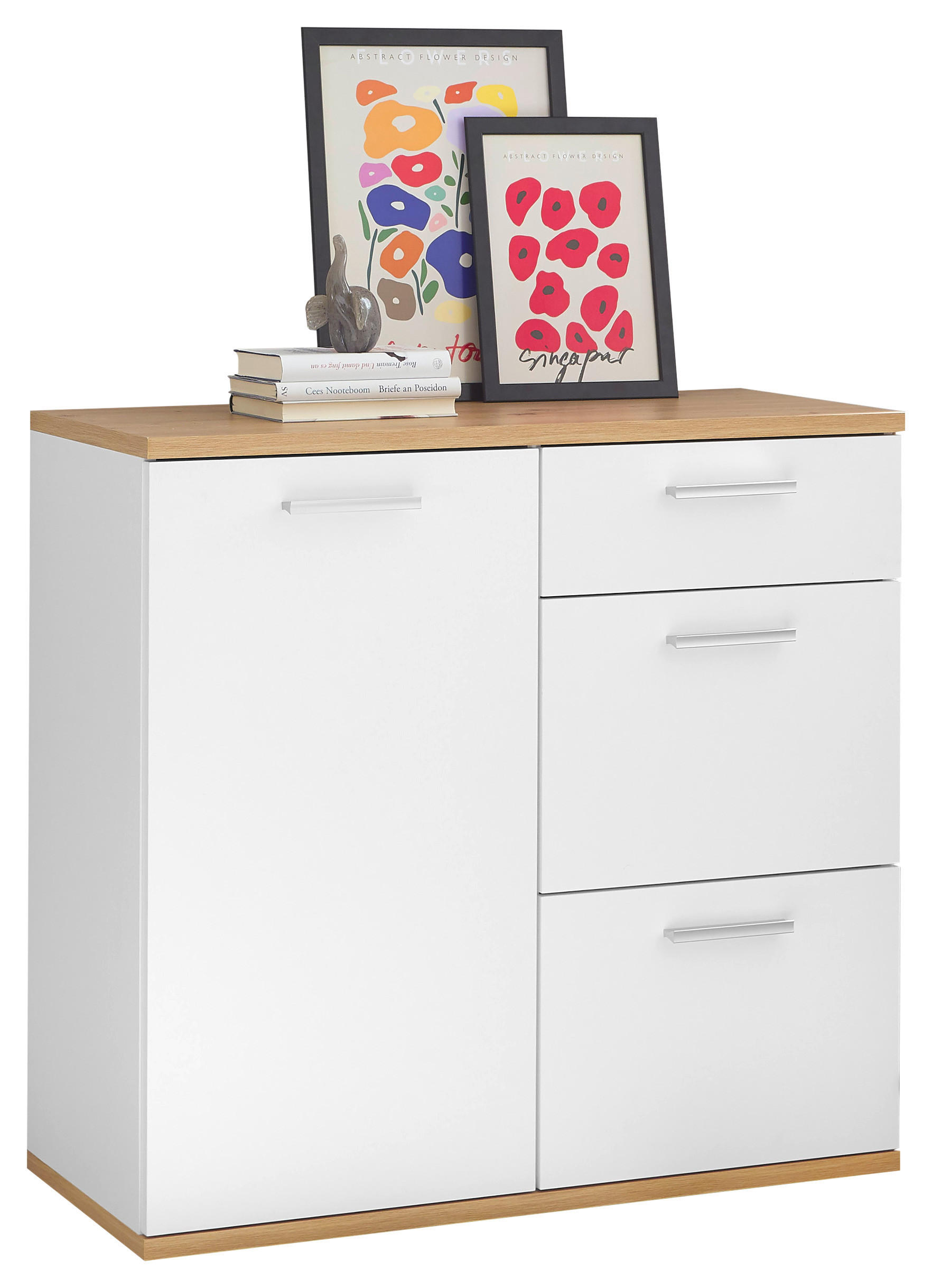 Kommode BC 1035 weiß Eiche Artisan Nachbildung B/H/T: ca. 96x86x38 cm BC 1035 - Eiche/weiß (96,00/86,00/38,00cm)