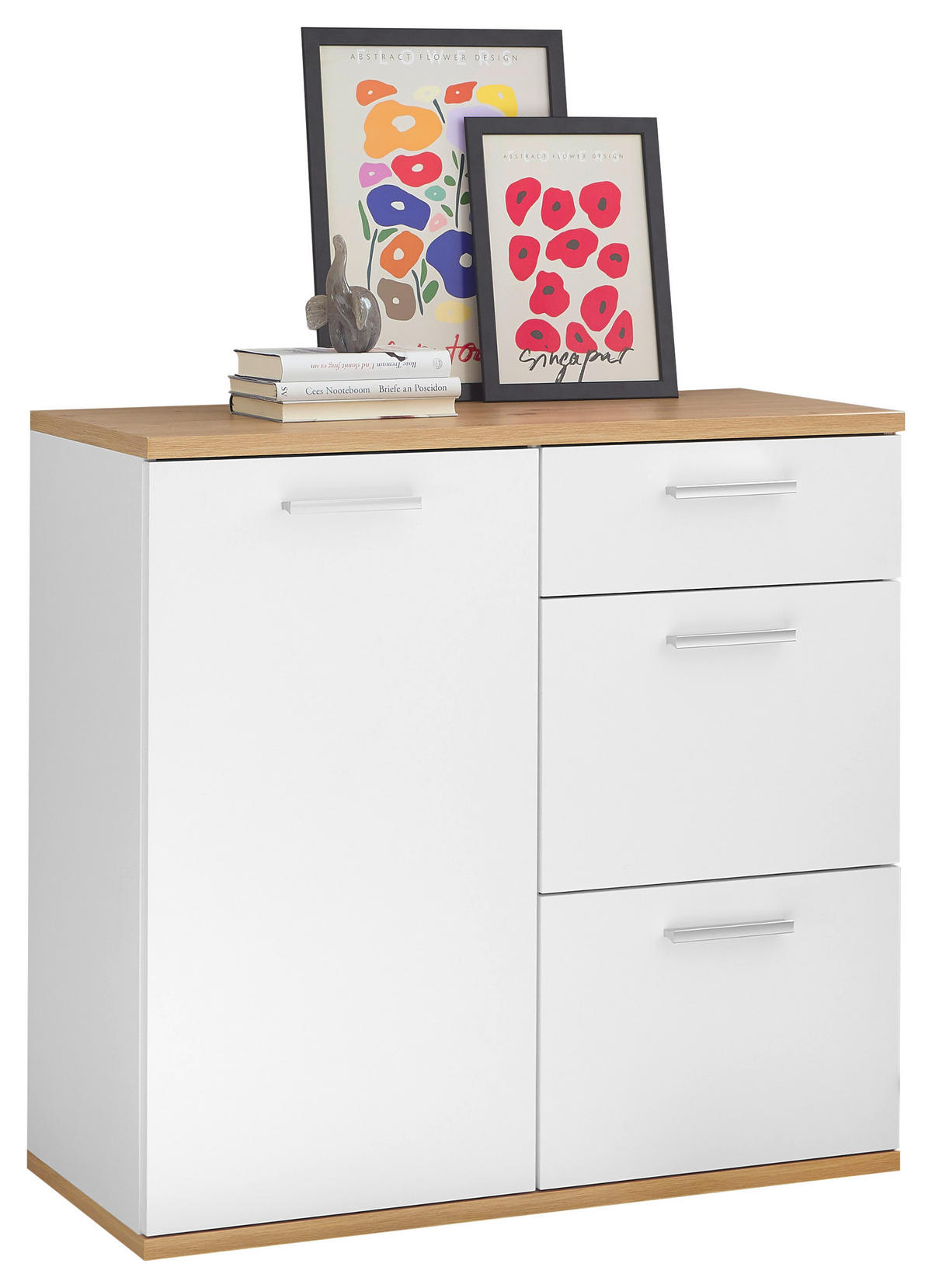 Kommode BC 1035 weiß Eiche Artisan Nachbildung B/H/T: ca. 96x86x38 cm BC 1035 - Eiche/weiß (96,00/86,00/38,00cm)