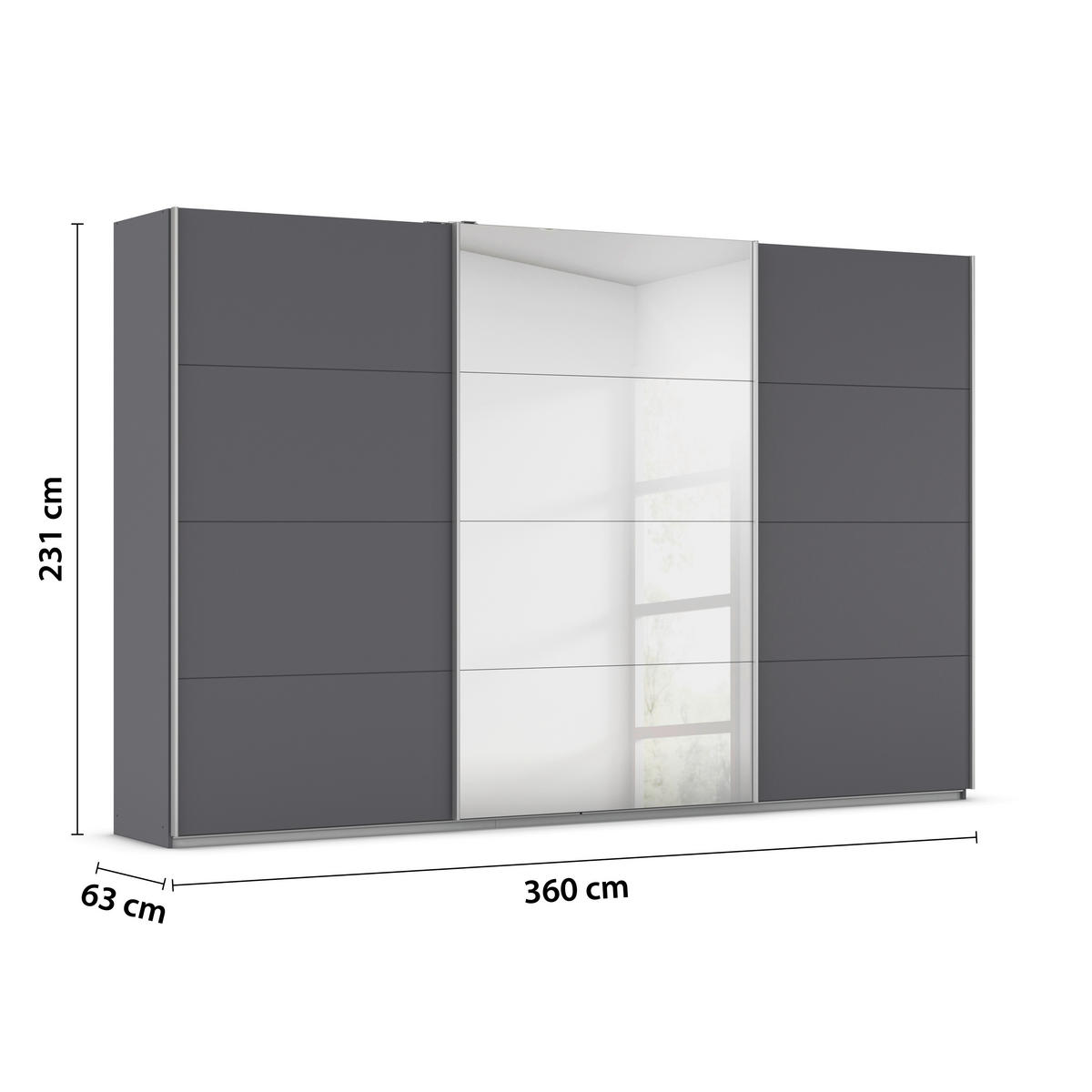 Kleiderschrank Kulmbach grau B/H/T: ca. 360x229x62 cm Kulmbach - Alu/grau (360,00/229,00/62,00cm)