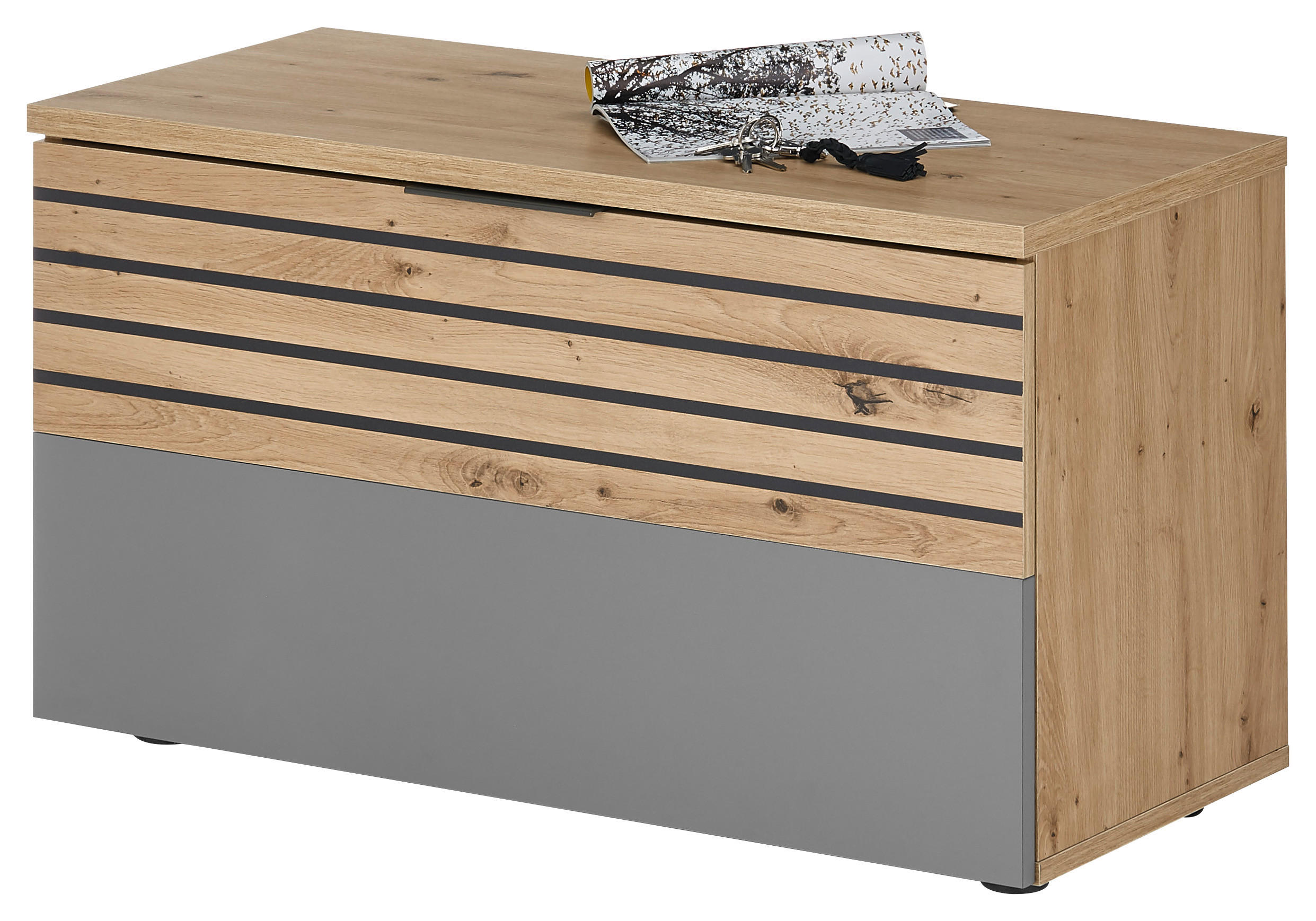 Sitzbank Milan Eiche Artisan Nachbildung grau B/H/T: ca. 85x48x38 cm Milan - Eiche/grau (85,00/48,00/38,00cm)