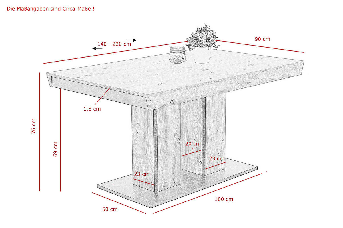 Essgruppe Agnes I grau Eiche Holzwerkstoff B/H/T: ca. 220x76x90 cm Agnes I - Eiche/grau (220,00/76,00/90,00cm) - Hela