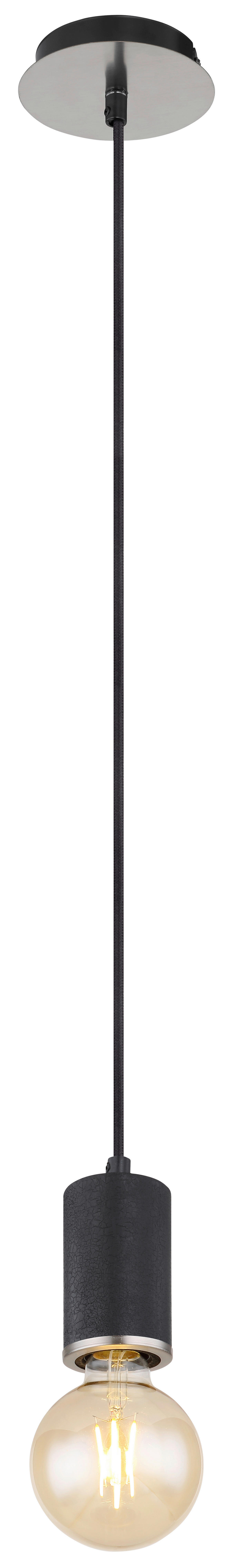GLOBO Pendelleuchte 54032-1HB Joseba schwarz nickel Holz Metall H/D: ca. 160x12 cm E27 1 Brennstellen Joseba - nickel/schwarz (12,00/160,00cm) - GLOBO