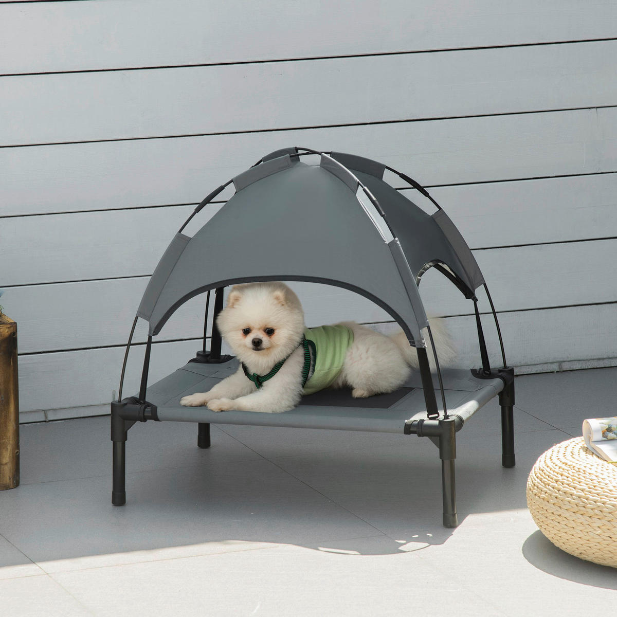 PawHut Hunde-Zubehör grau Polypropylen B/H/L: ca. 46x61x62 cm Hundebett - schwarz/grau (62,00/46,00/61,00cm) - PawHut