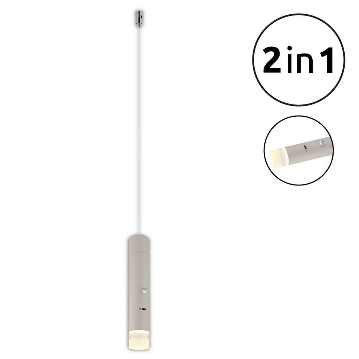 GLOBO LED-Hängeleuchte klar sand Metall Acryl H/D: ca. 120x3,8 cm 1.0 Brennstellen PELO - klar/sand (3,80/120,00cm) - GLOBO