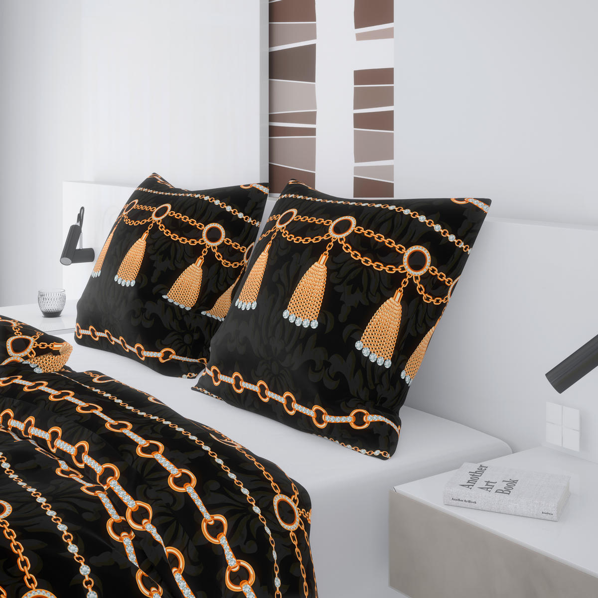 Microfaser Bettwäsche Bettwäsche_Microfaser Quaste - gold/schwarz (135,00/200,00cm)