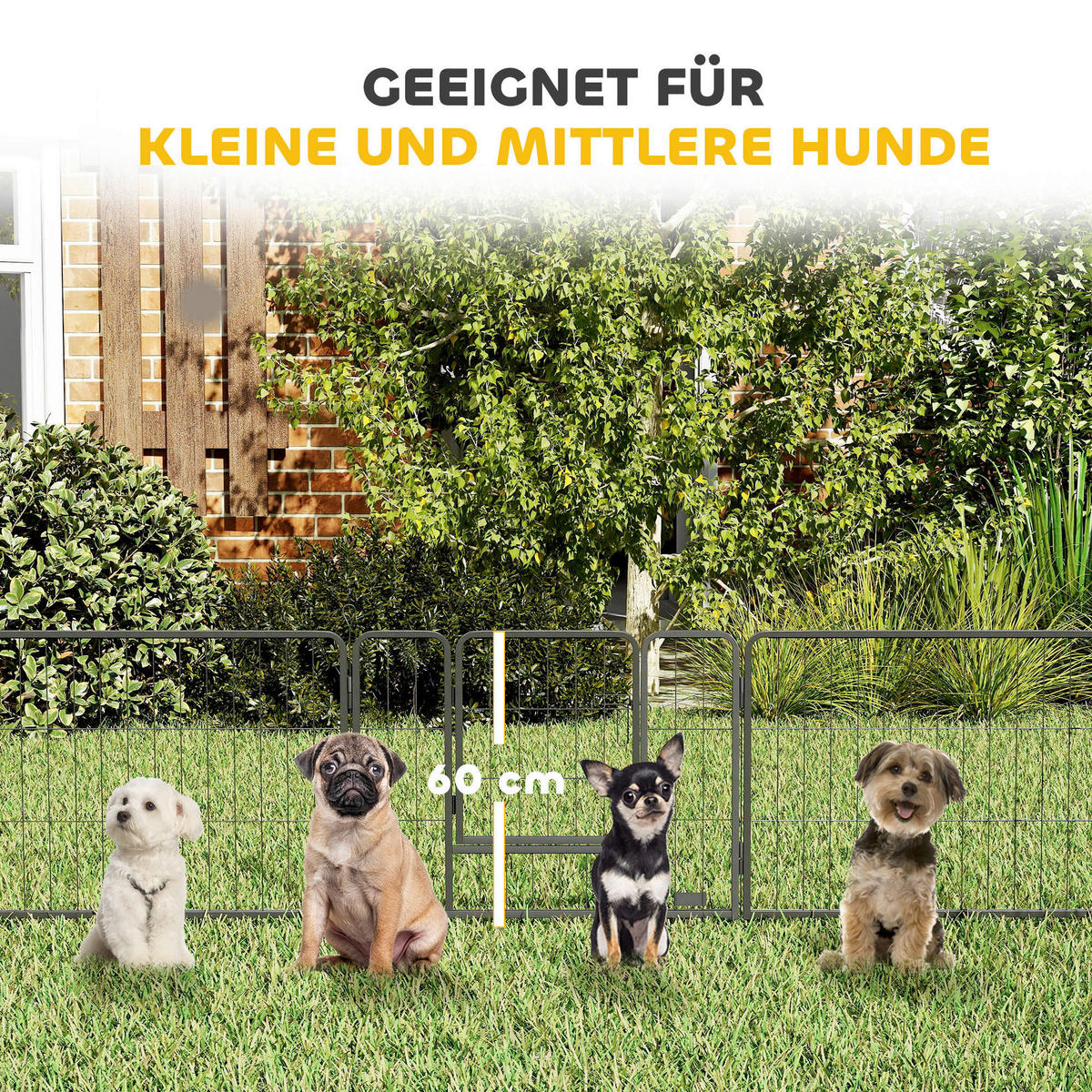 PawHut Welpenauslauf schwarz Stahl B/H/L: ca. 1,5x60x80 cm Welpenauslauf - schwarz (80,00/1,50/60,00cm) - PawHut