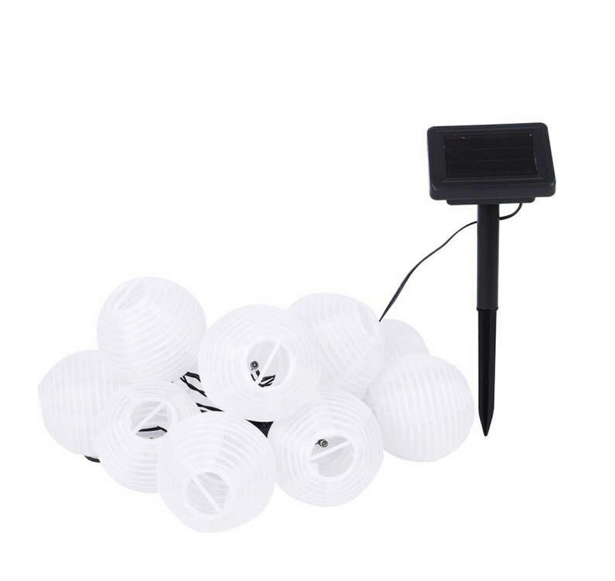 Solarlichterkette weiß Kunststoff Polyester L: ca. 380 cm Solar-Lichterkette_Lampion weiß - weiß (380,00cm) - POCOline