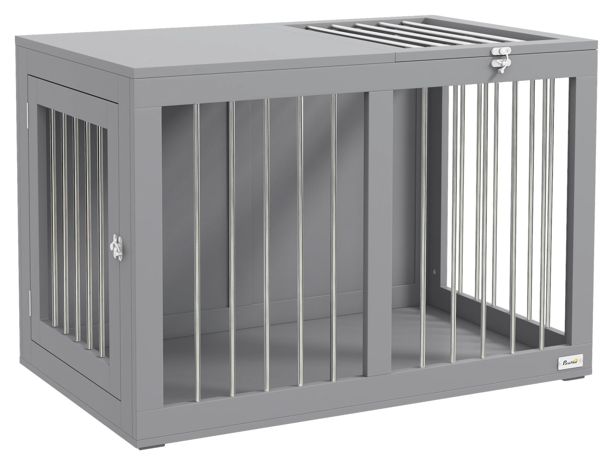 PawHut Hunde-Zubehör grau Edelstahl B/H/L: ca. 50x80x56,5 cm Hundekäfig - grau (56,50/50,00/80,00cm) - PawHut