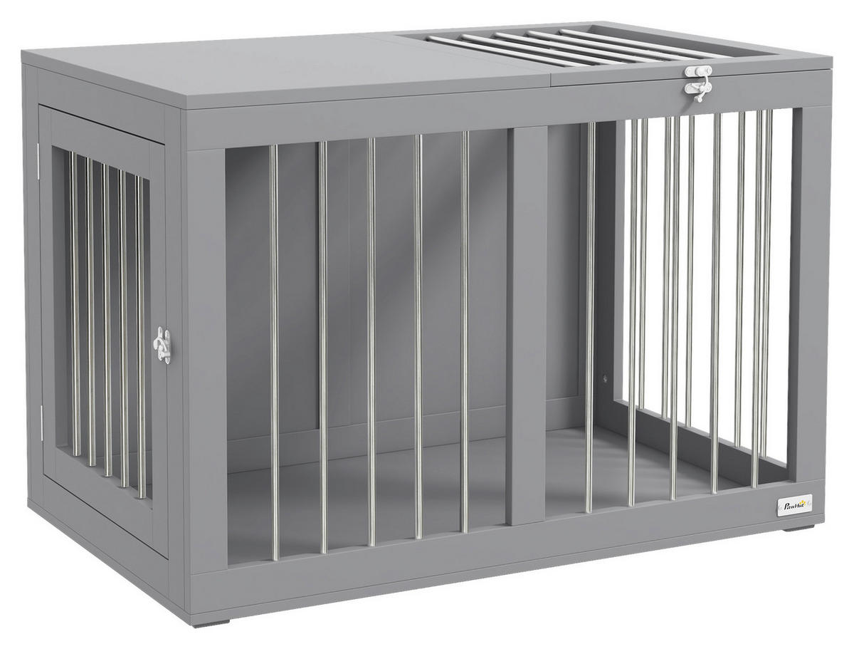 PawHut Hunde-Zubehör grau Edelstahl B/H/L: ca. 50x80x56,5 cm Hundekäfig - grau (56,50/50,00/80,00cm) - PawHut