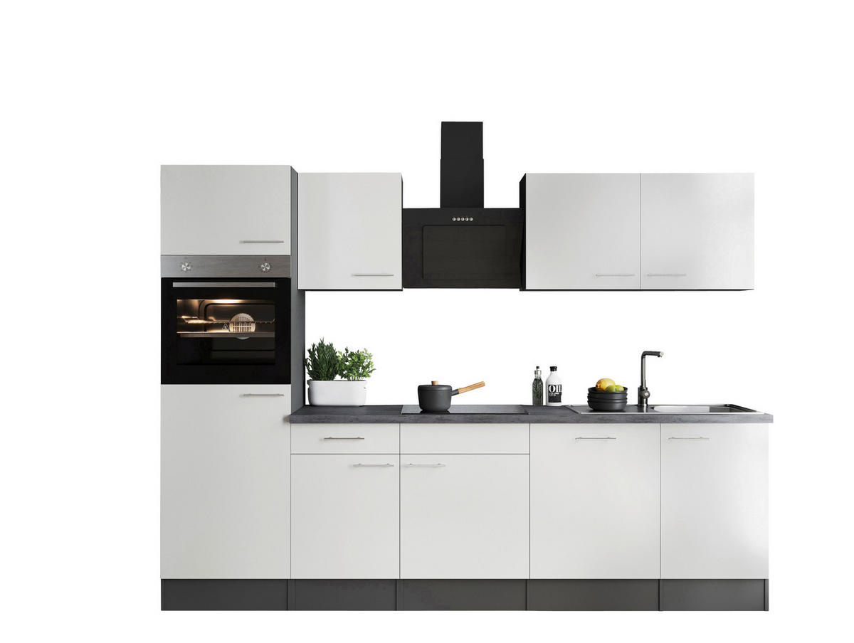 Küchenblock Oliver B/H/T: ca. 280x205x60 cm Oliver - weiß/granit (280,00/205,00/60,00cm) - Respekta